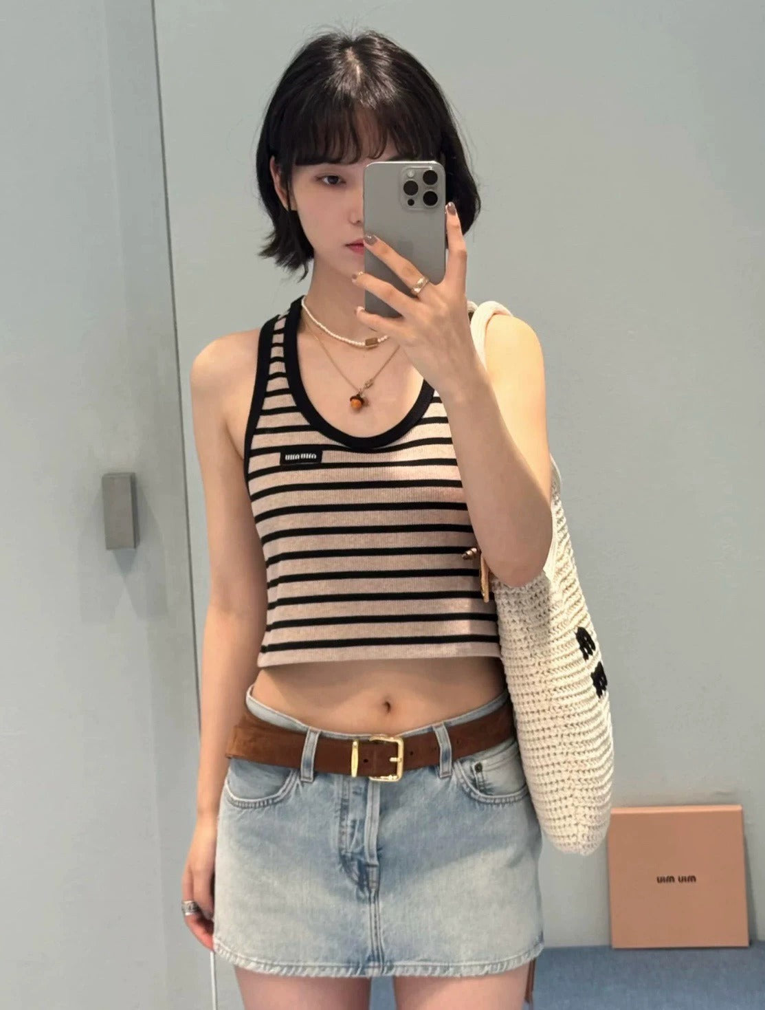 25SS New Wool Blended Striped Vest