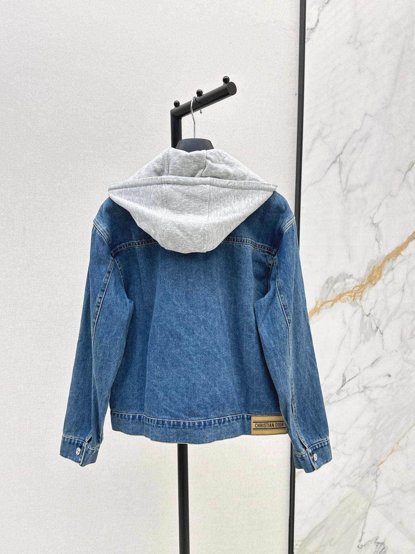 25fw Contrast color hooded denim jacket