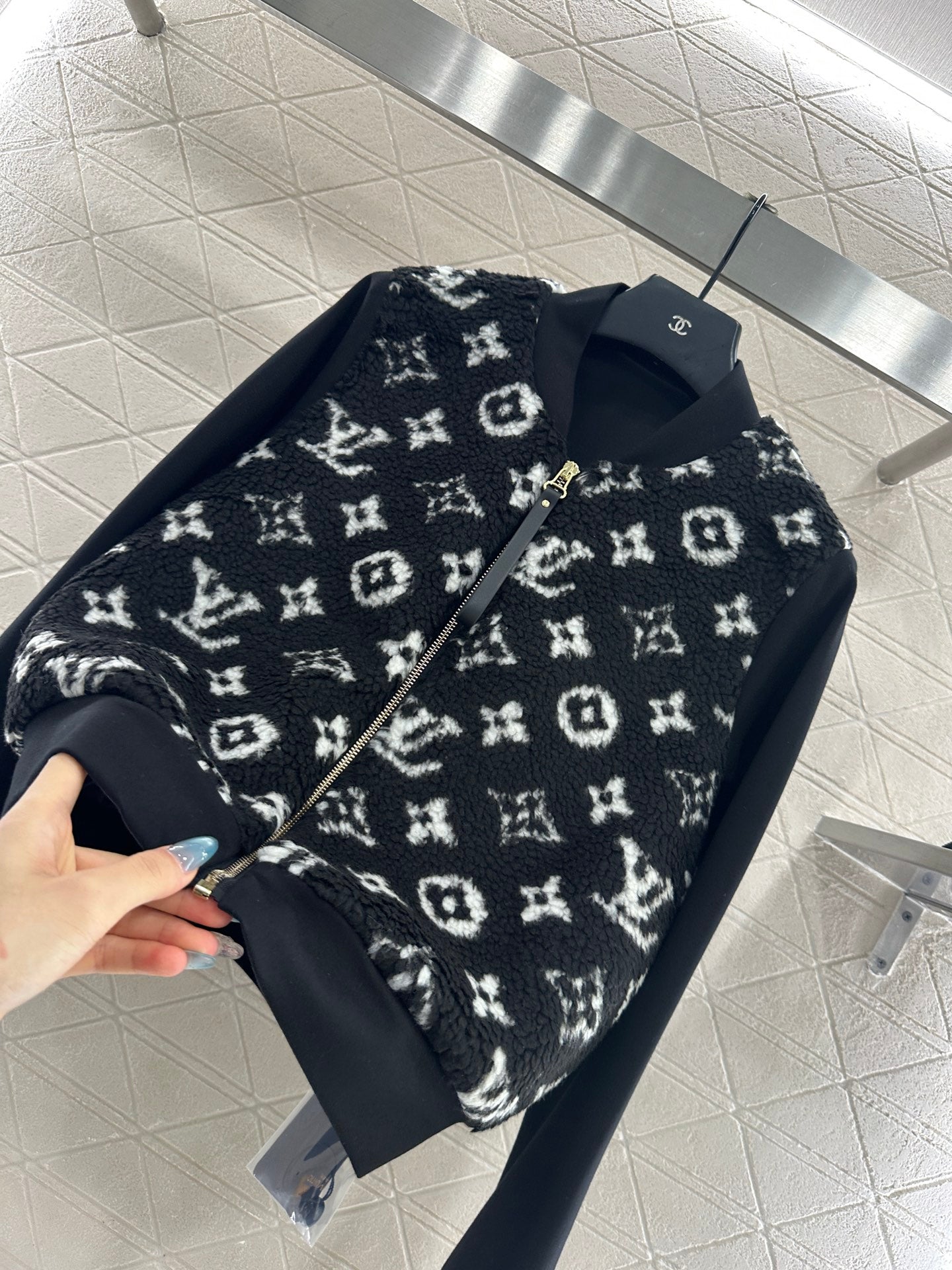 25fw Splicing Teddy Lamb Wool Coat