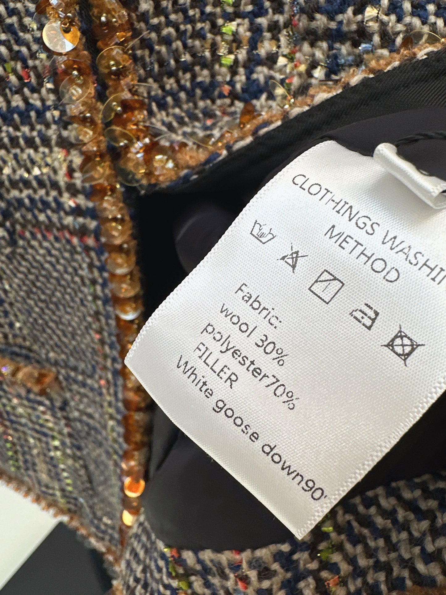 Woolen woolen white goose down jacket