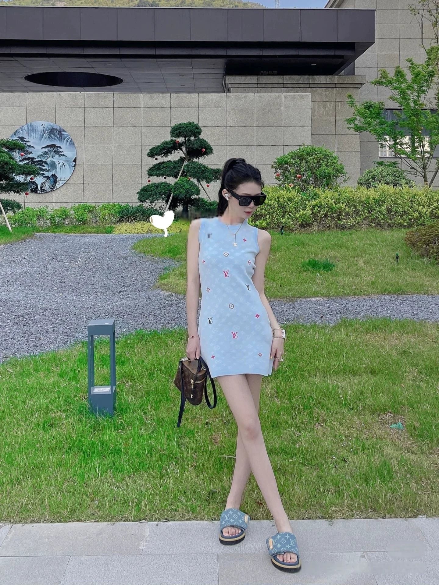 25 New Letter Logo Embroidery Concave and Concave Textured Vest Dress