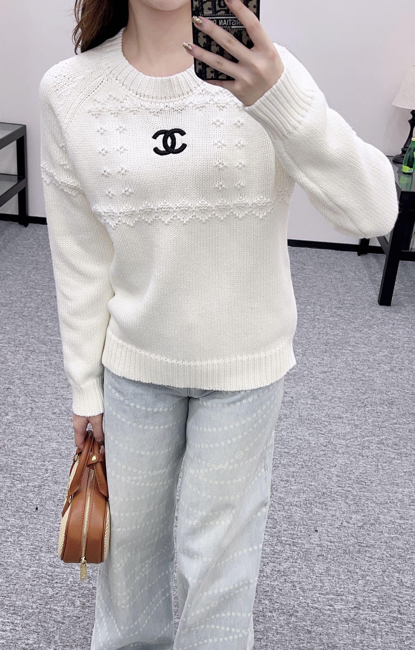 Embroidered crochet sweater