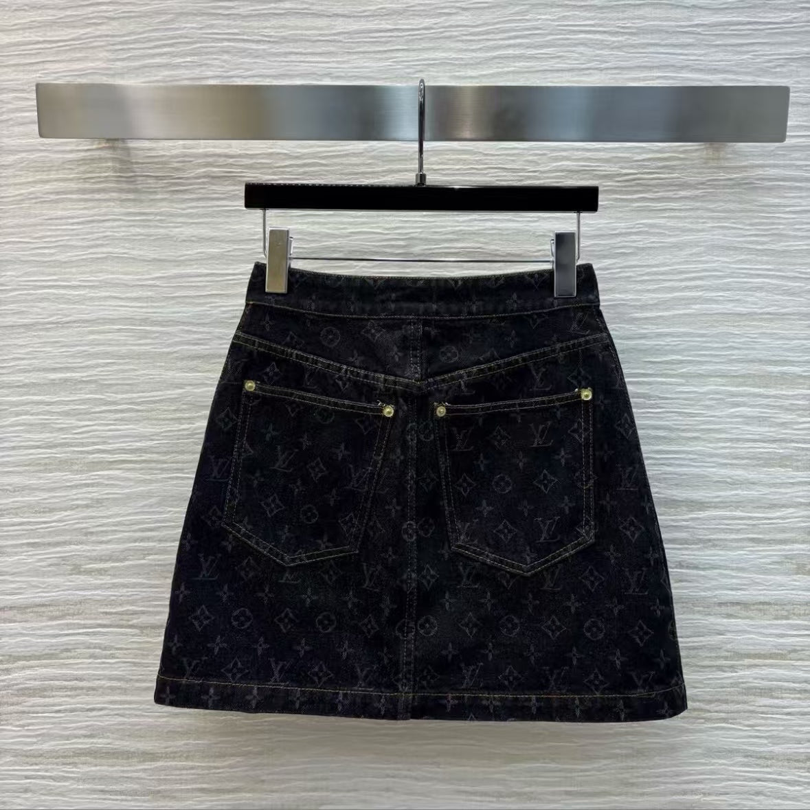 Classic Monogram Button-Front Denim Skirt