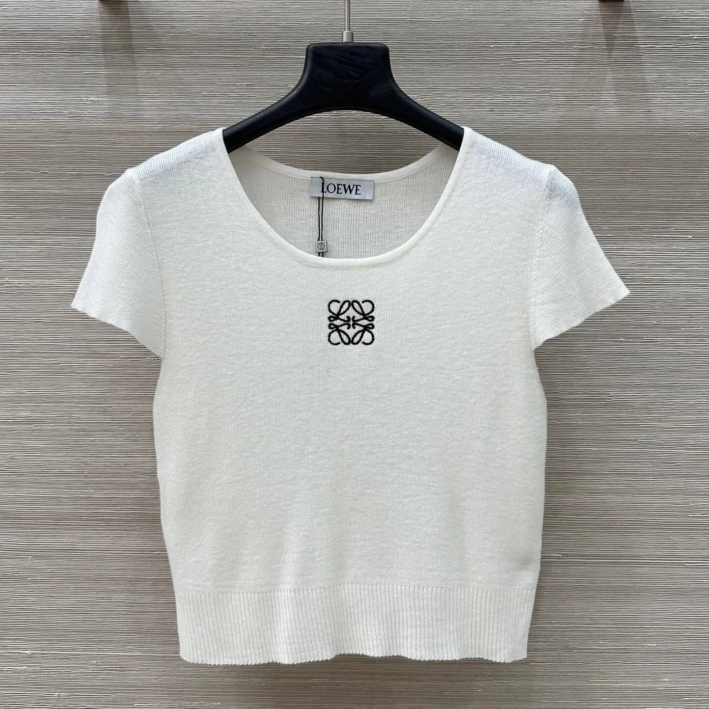 Embroidered-Logo Fitted Knit Tee