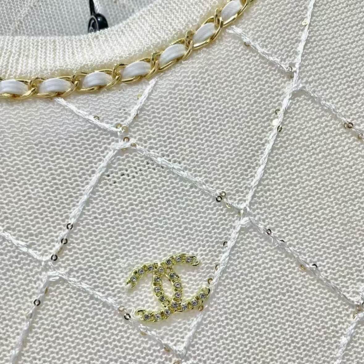 Classic Chain-Embellished Sheer Back Tops