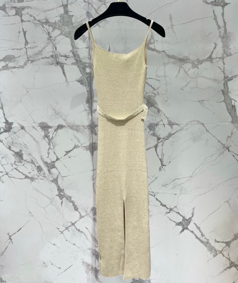 Bejeweled Slit Camisole Dress