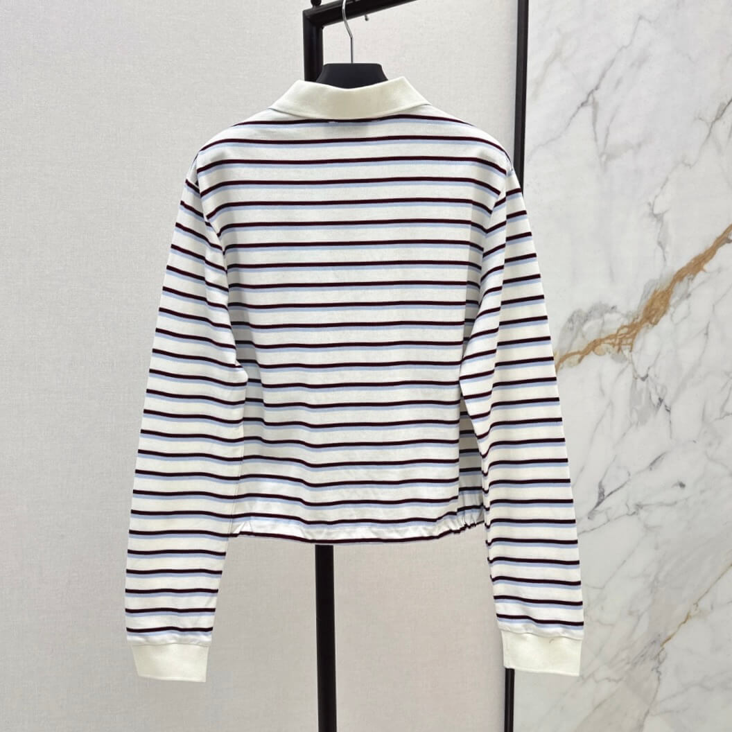 Stylish Striped Long-Sleeve Polo Shirt