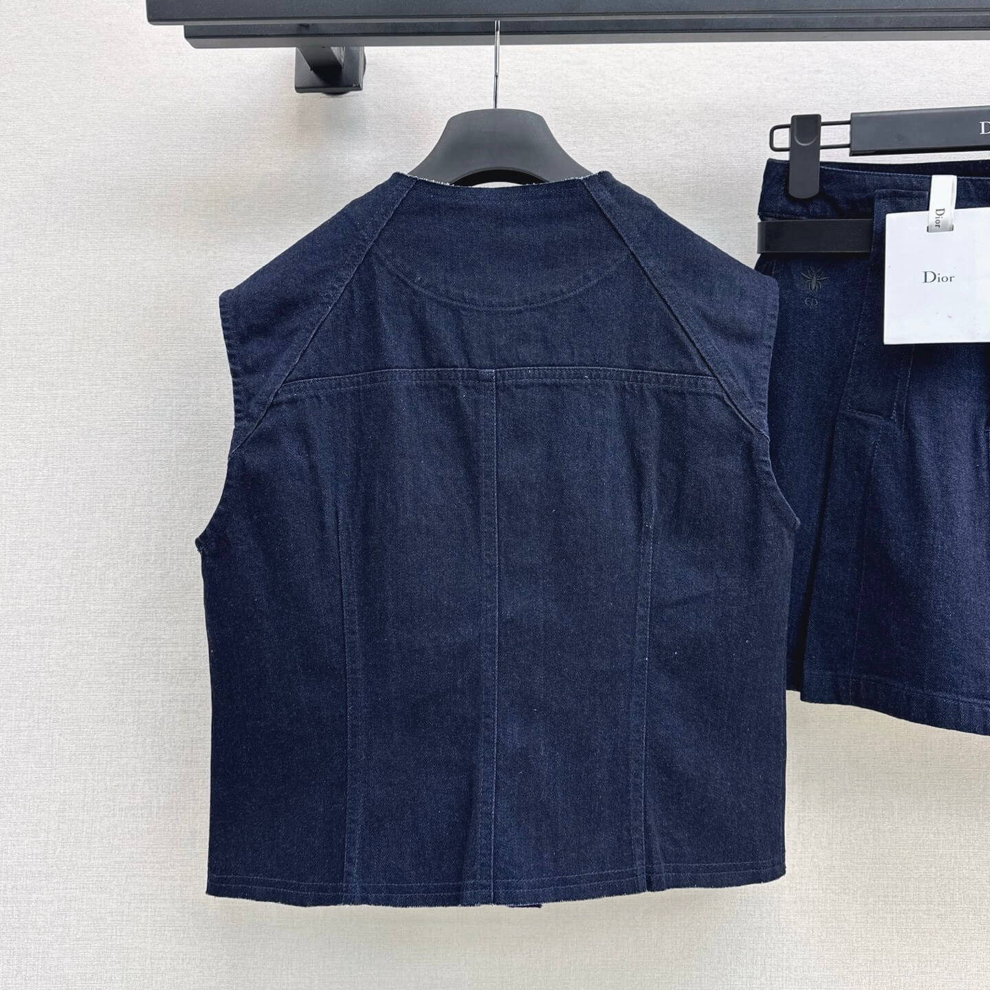 Oversized Denim Vest with Crew Neck