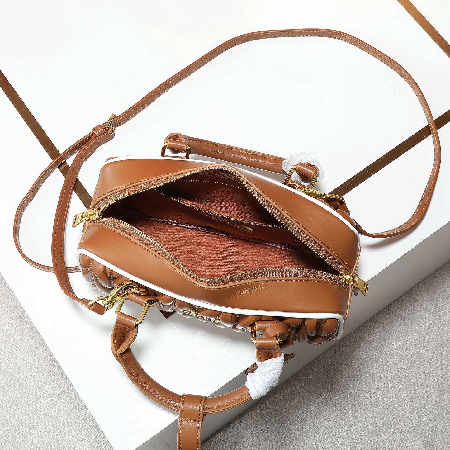 Mi 25 Large Lambskin Textured Vintage Baguette Bag