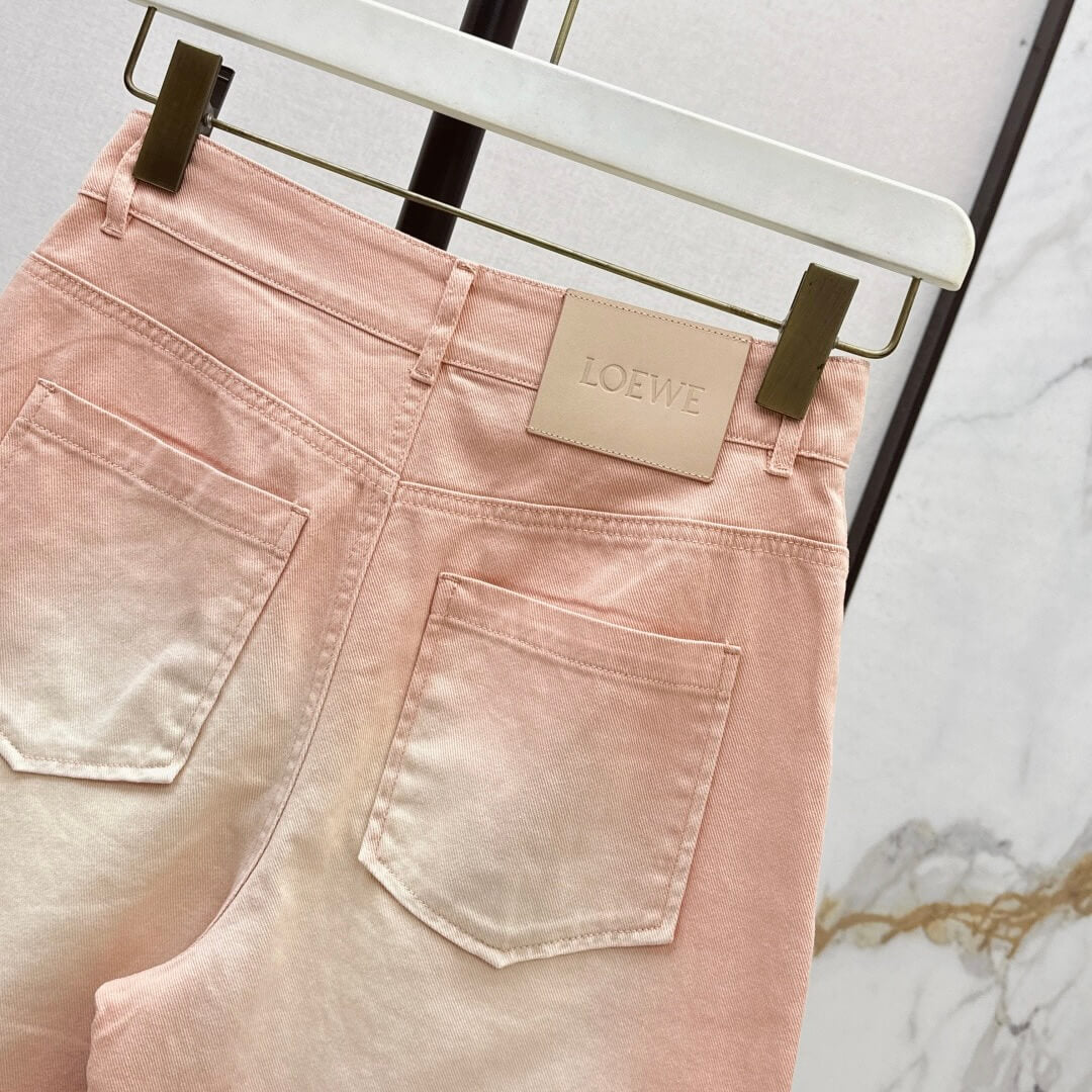 Burnout Floral Design Trendy Gradient Denim Shorts