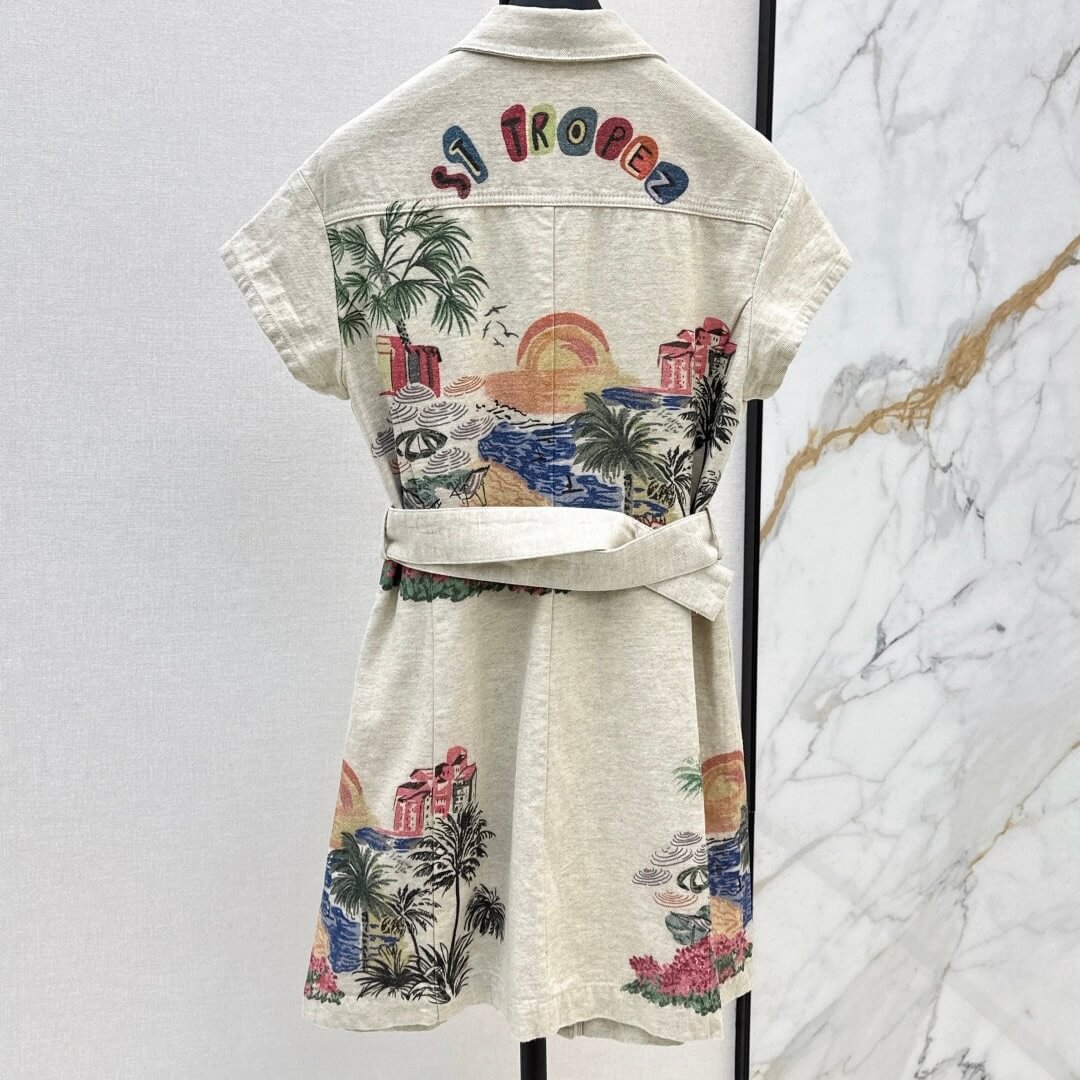 Artistic Print Notch-Collar Dress