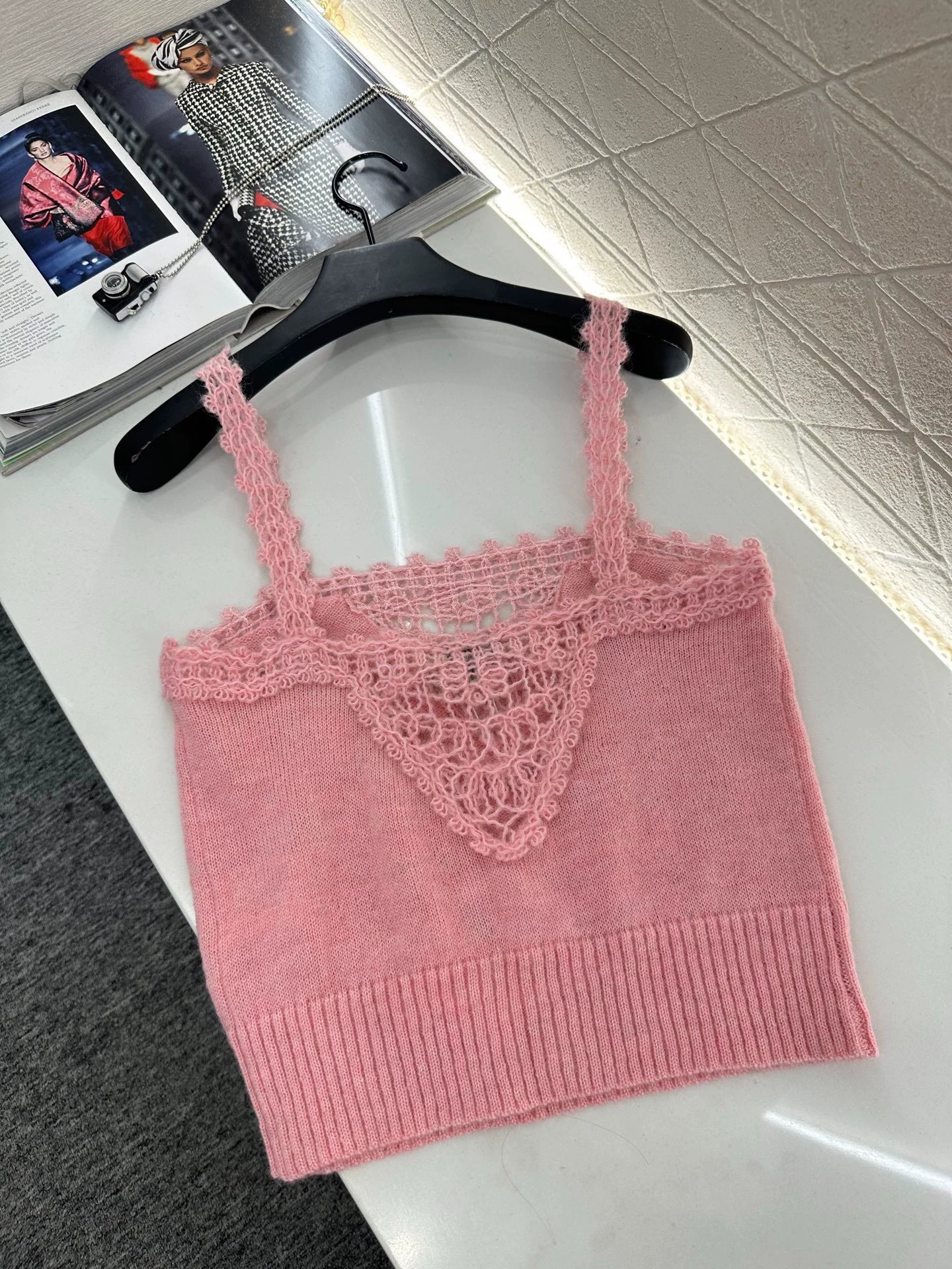 Openwork Lace Knit Vest