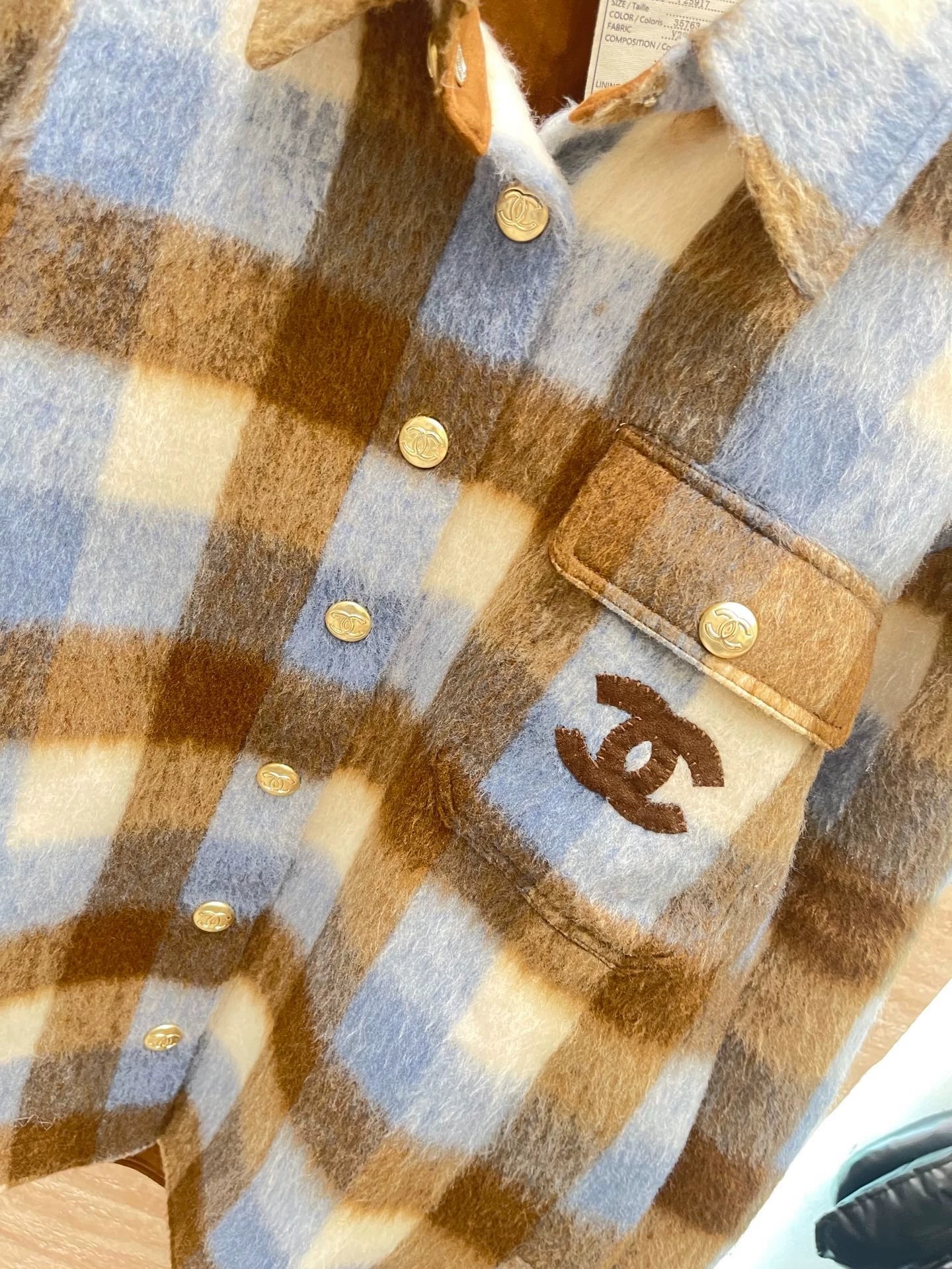 25fw Splicing plaid woolen cotton coat jacket (vintage series)