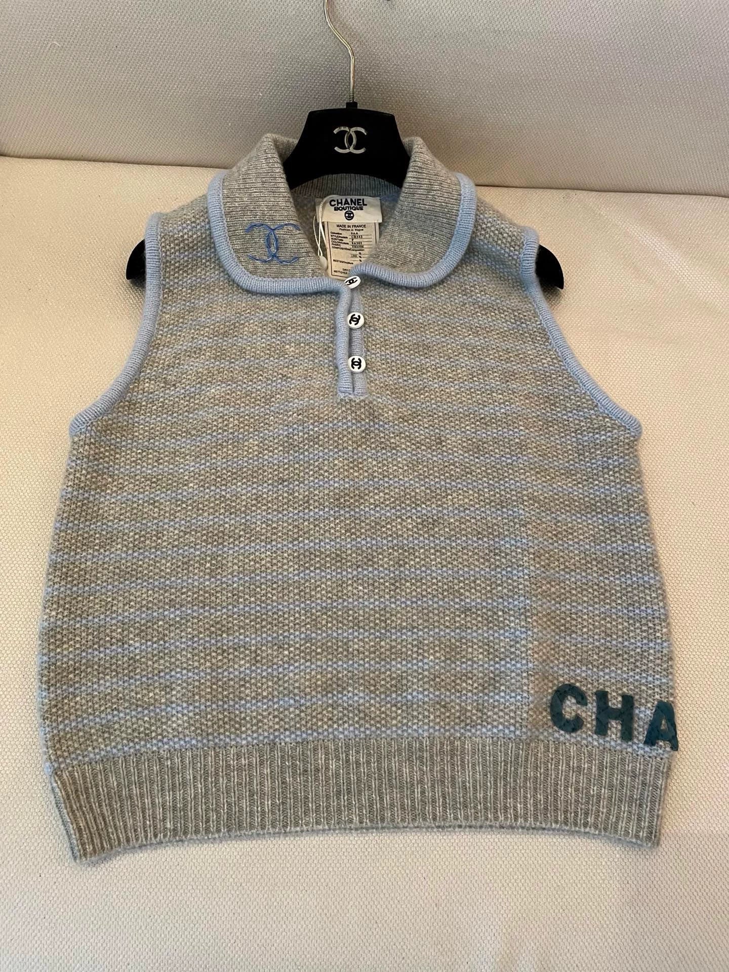 25fw Collar striped sleeveless vest (vintage series)