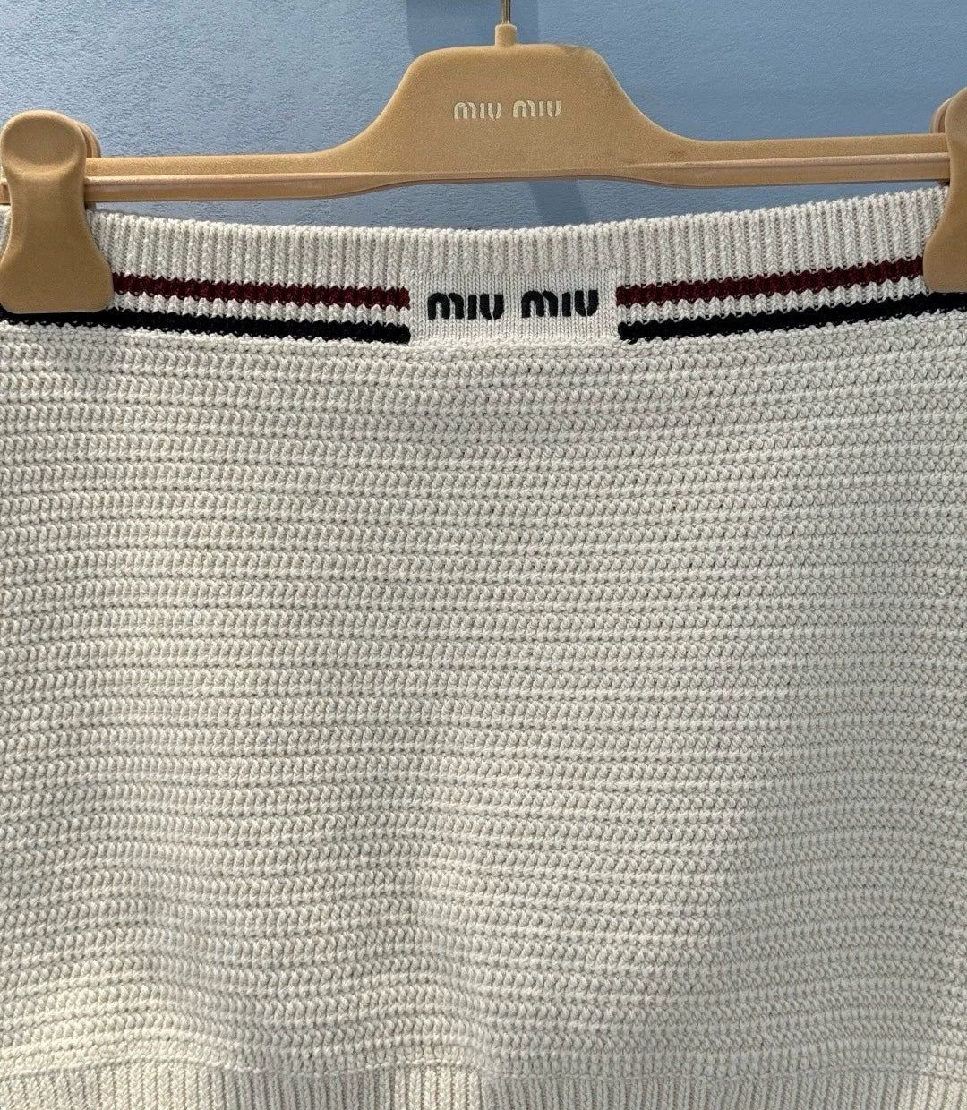 25 Summer new color matching ribbon pure cotton knitted suspender skirt suit