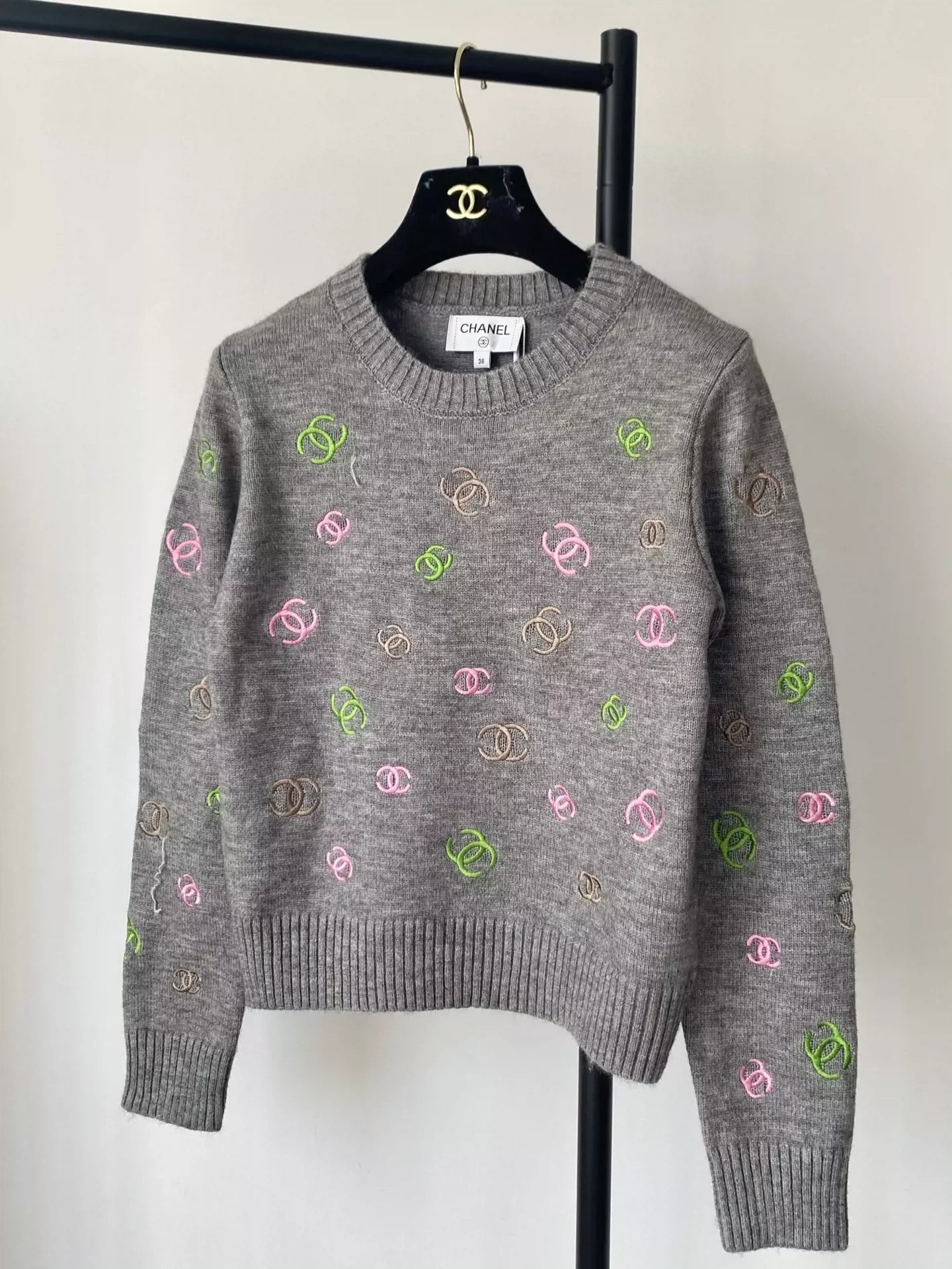 25fw Full printed embroidered sweater