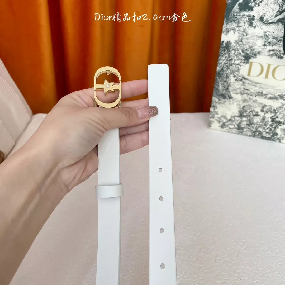 25fw Five pointed star pearl buckle belt