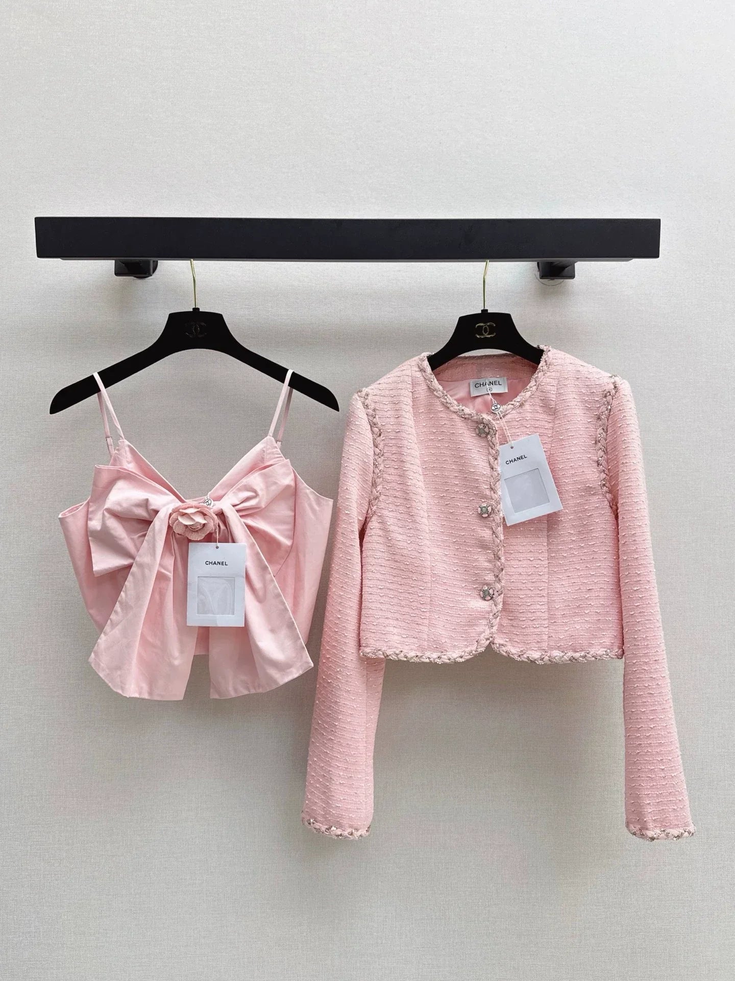 25fw Bow-decorated suspenders(pink/white)