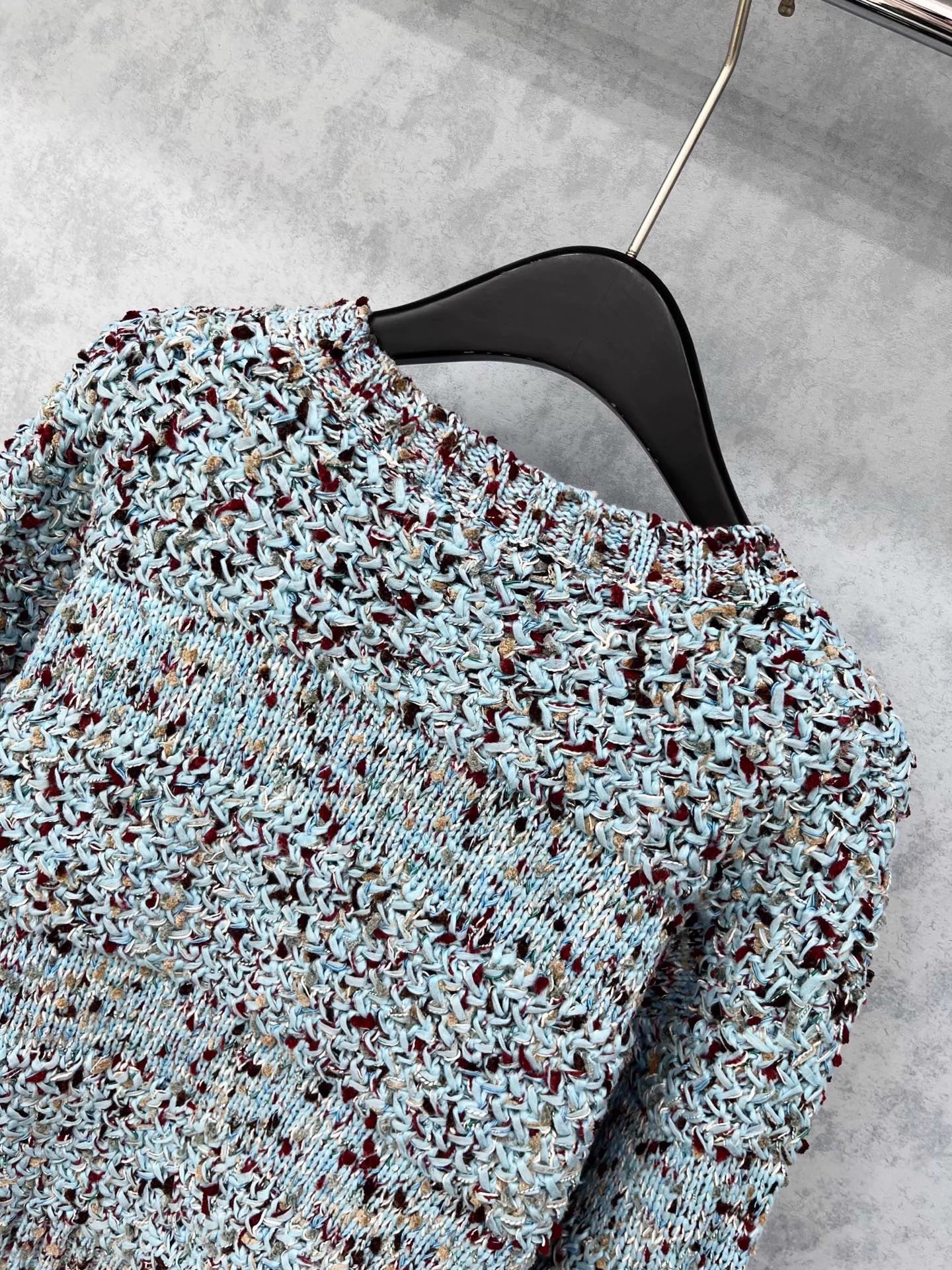 Double C zipper round neck crochet spliced jacket