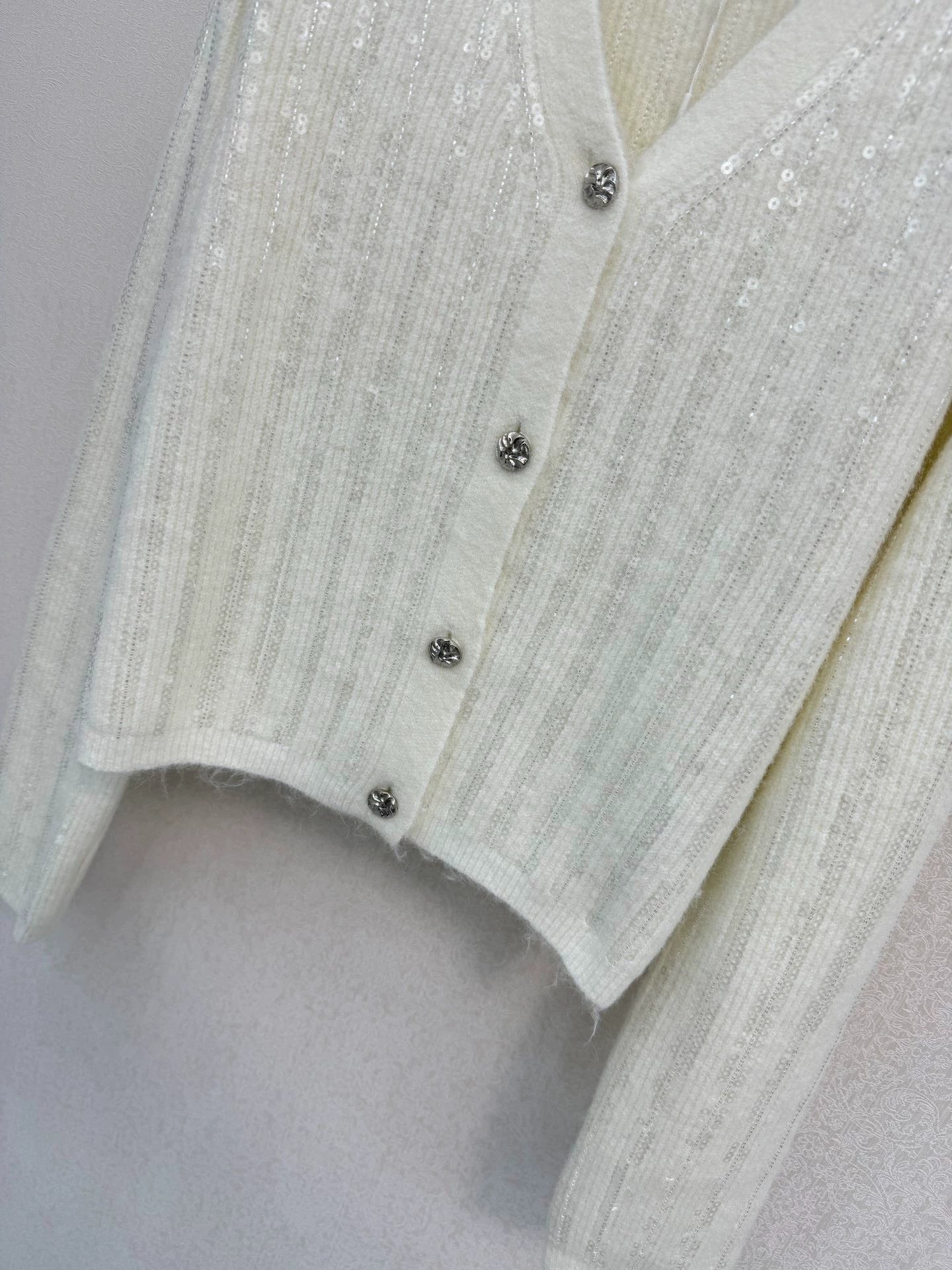 White knitted cardigan