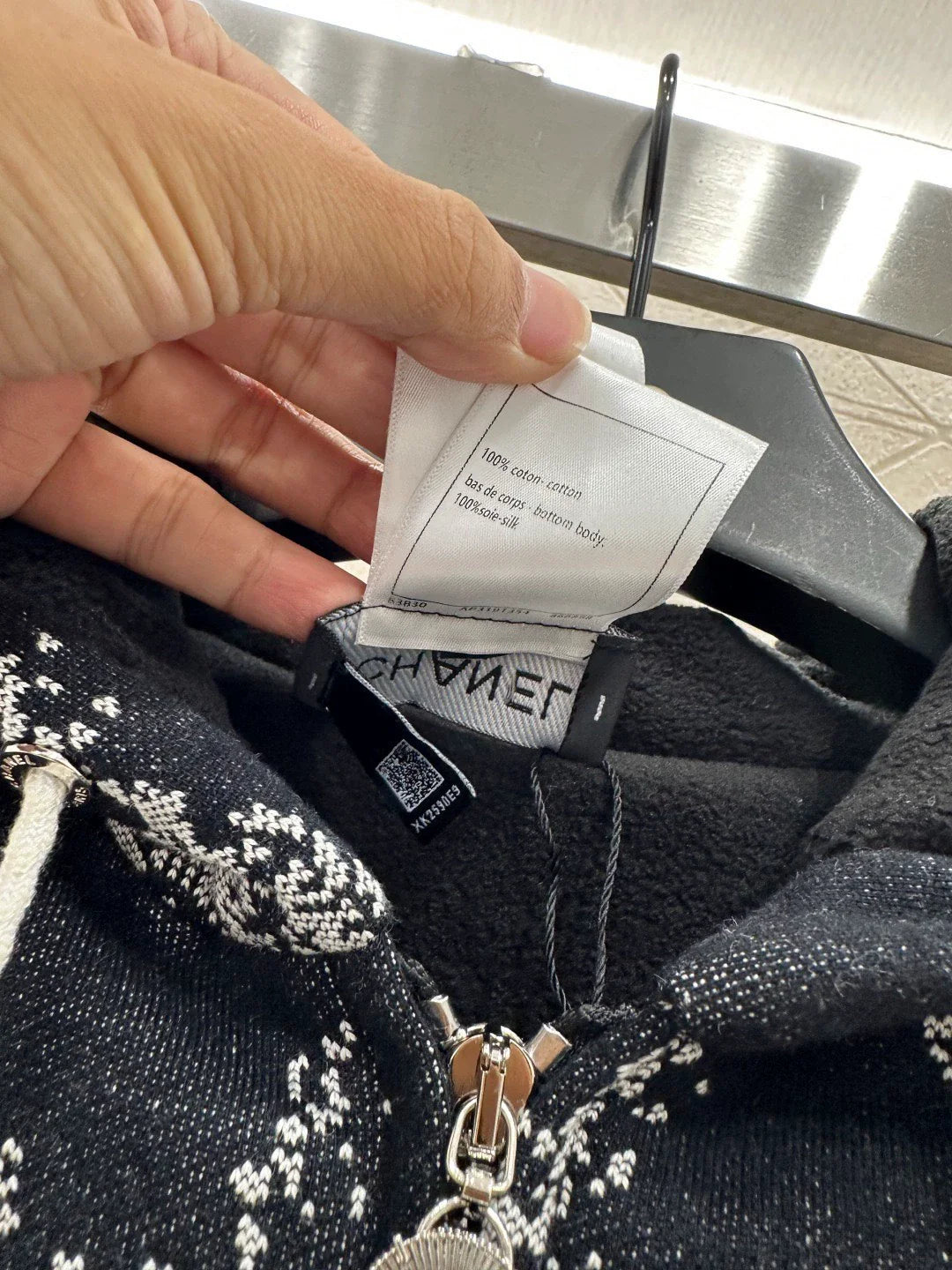 25fw Hooded hook flower and velvet jacket