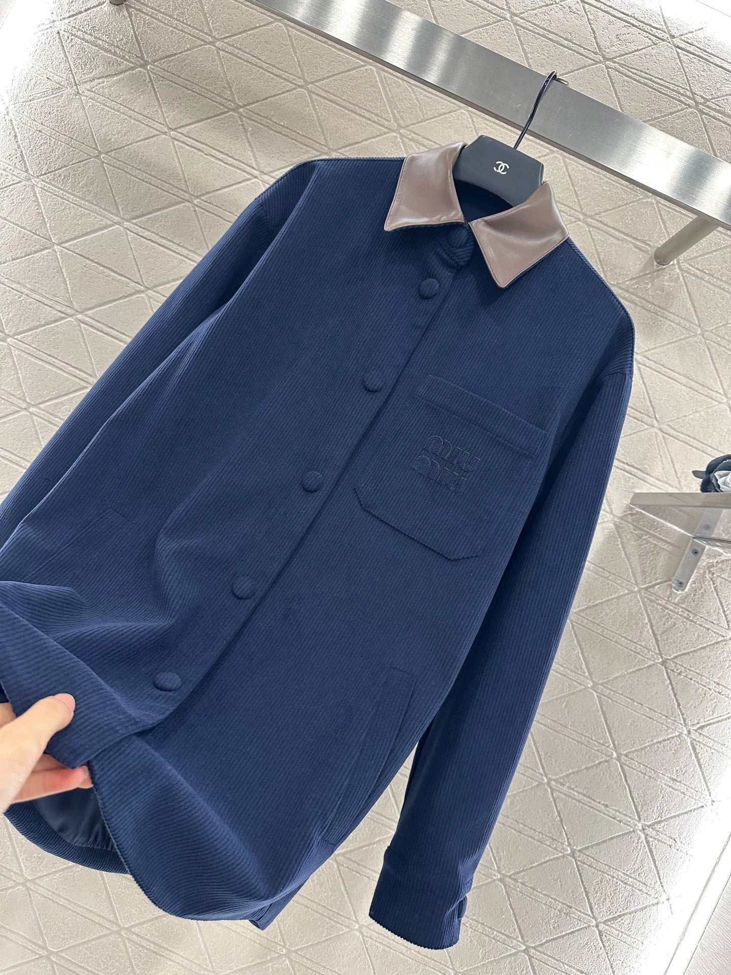 25fw Splicing lapel pocket shirt jacket