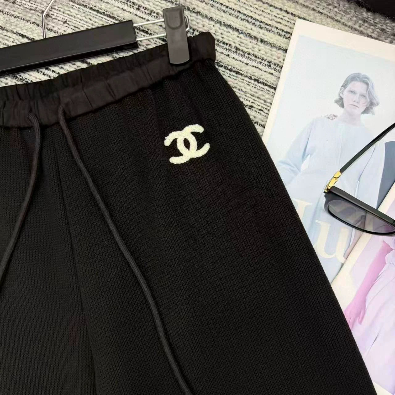 Wool knitted straight leg pants