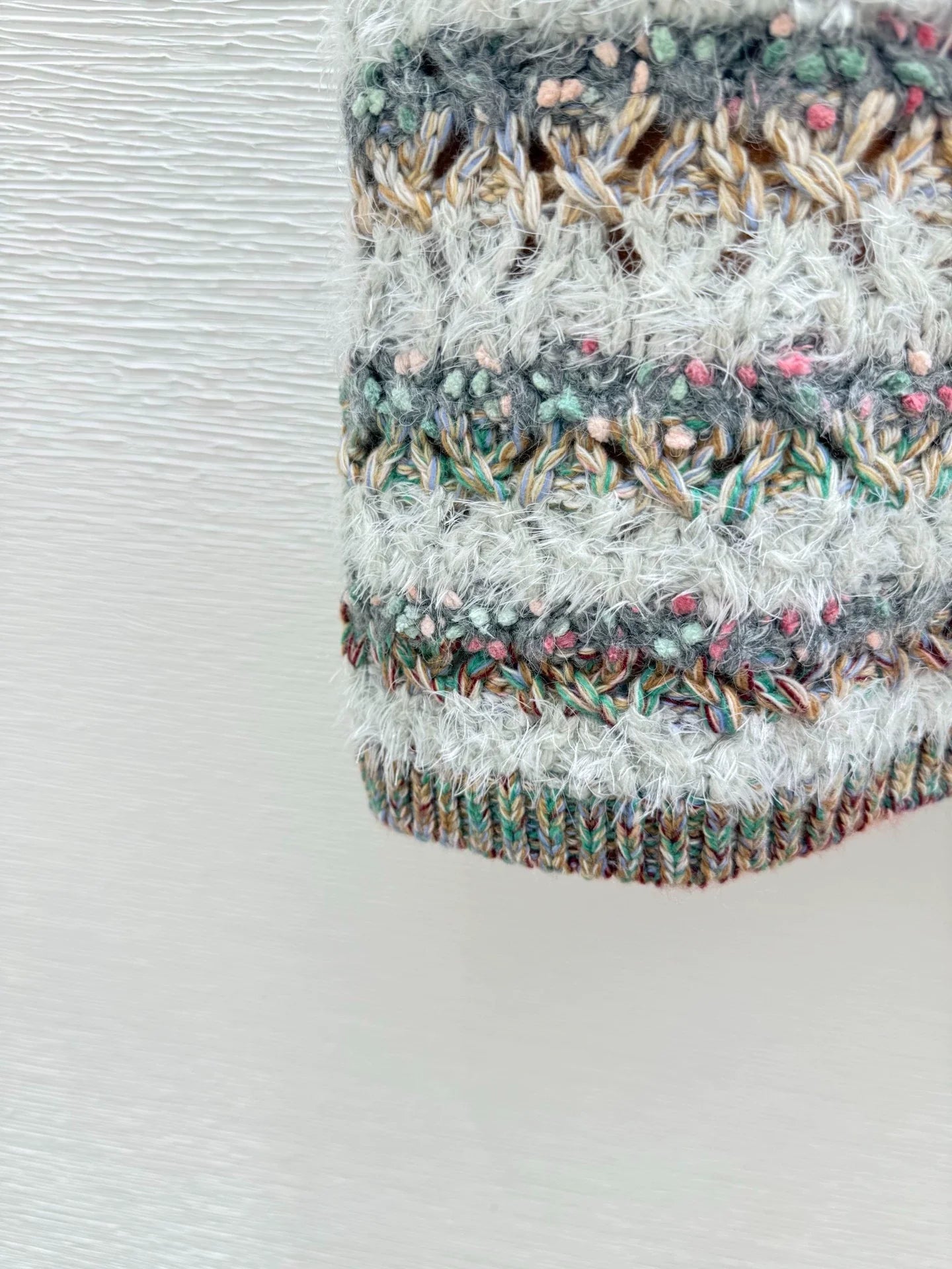 25b Knitted Half Skirt with Mixed Yarn and Stripes