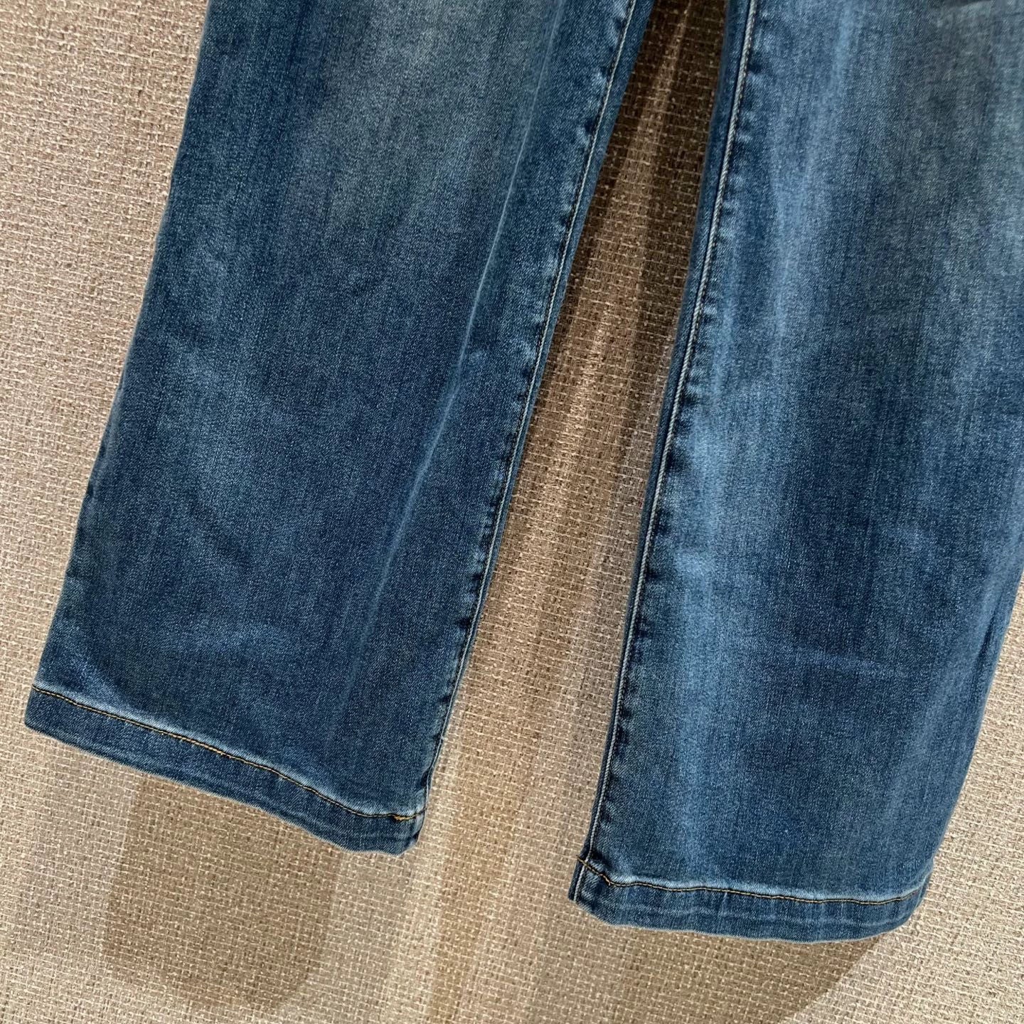 Pearl and rhinestone embellished wide-leg jeans