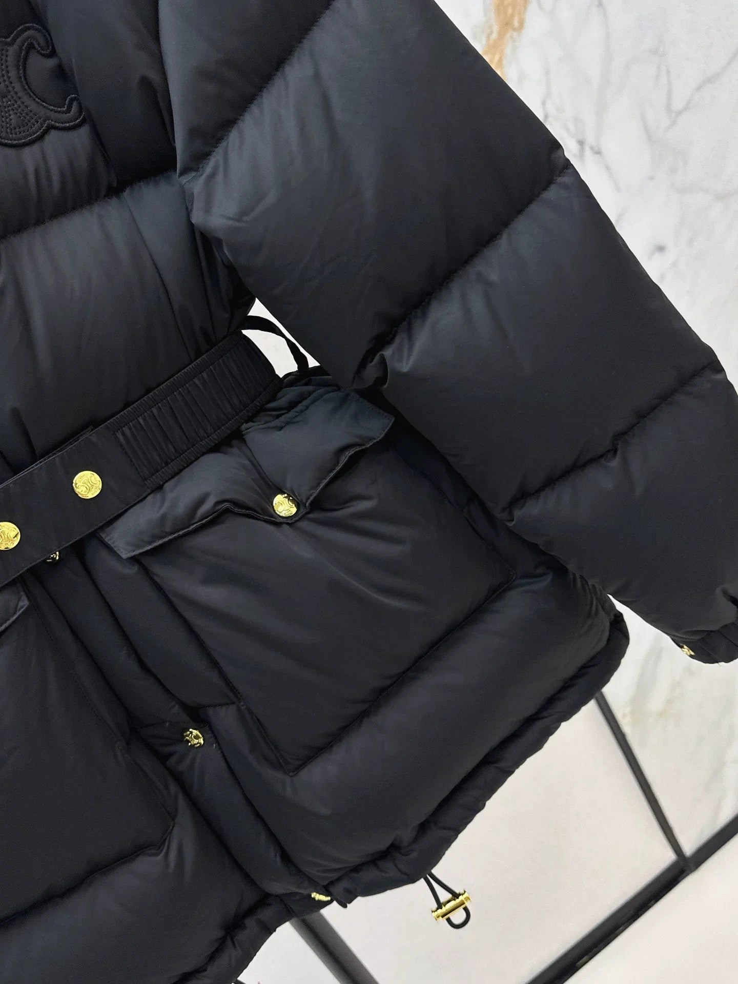 25fw Stand collar waisted down jacket