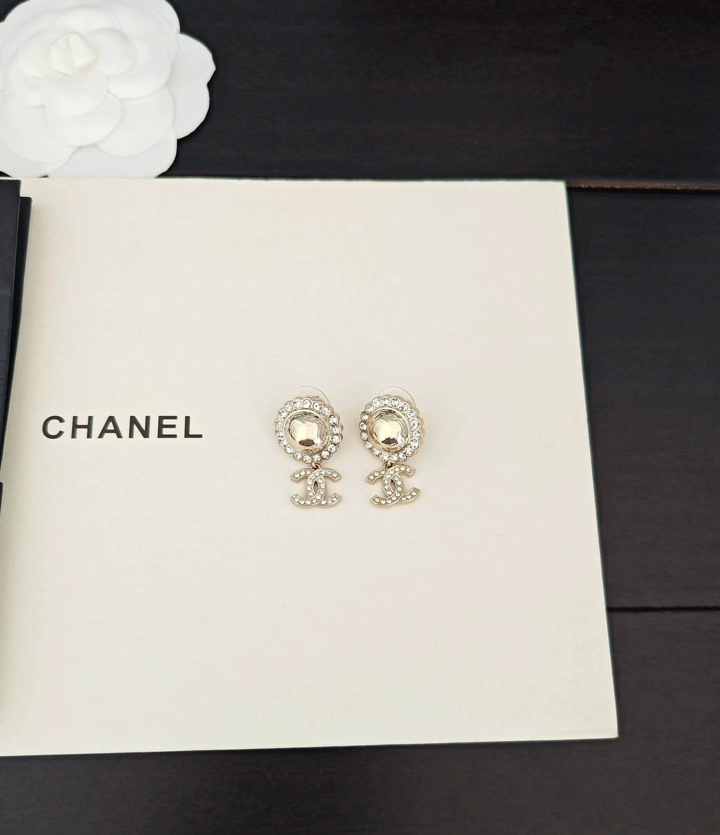 Double C rhinestone earrings