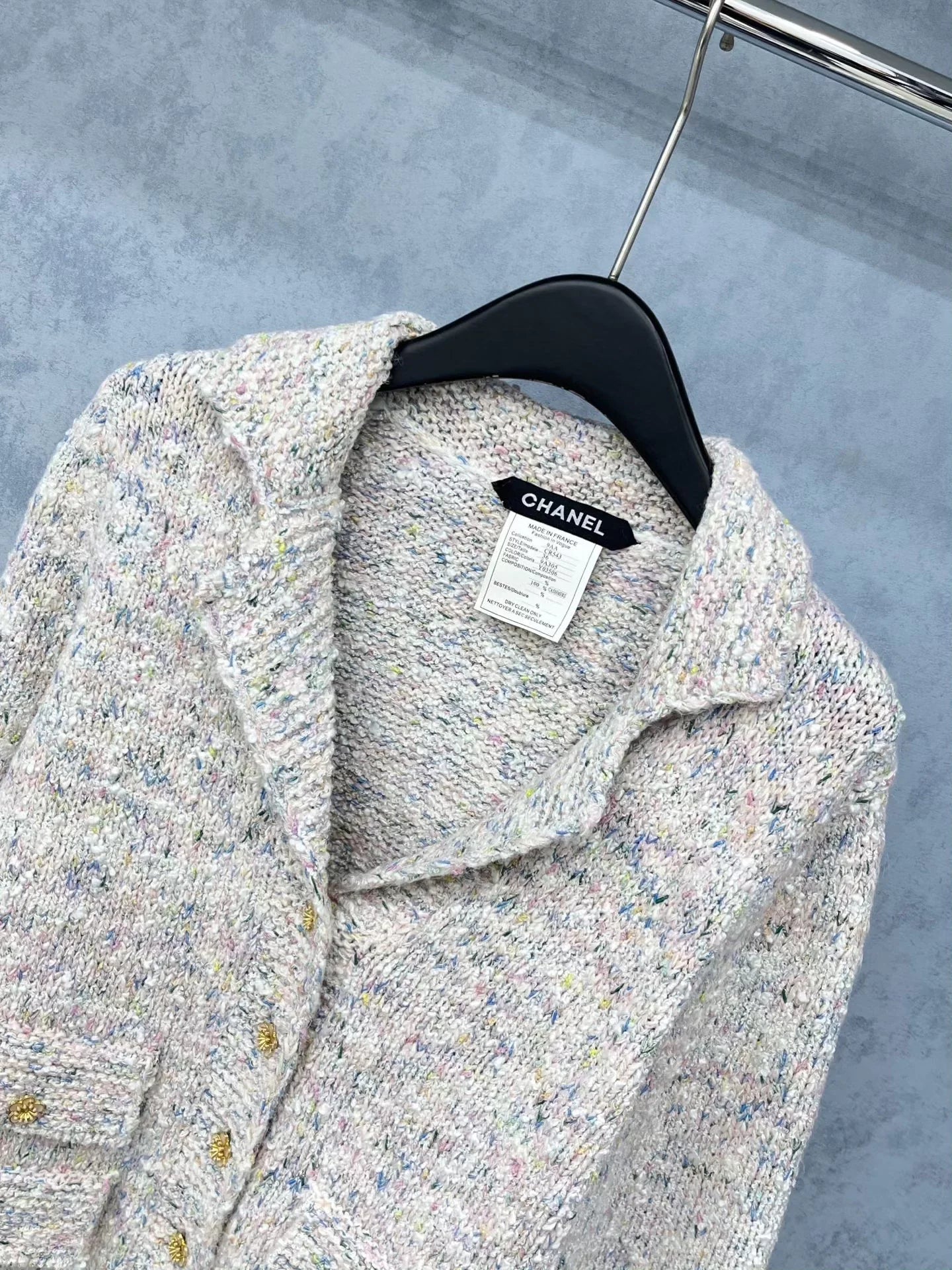 Collared Long-Sleeved Knit Cardigan