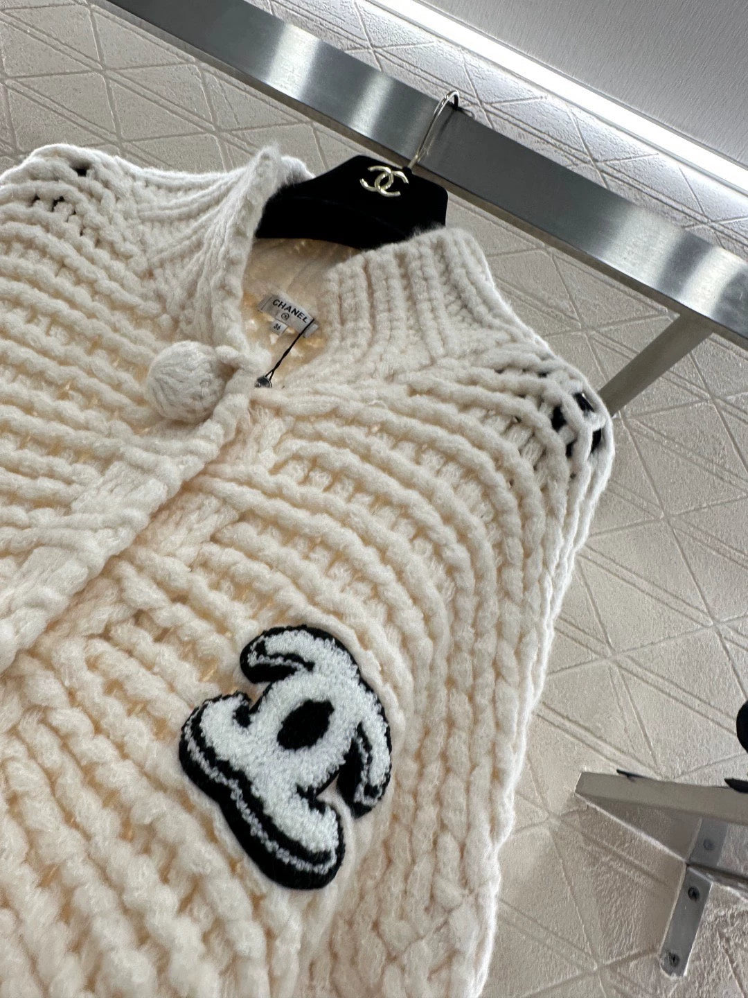 Openwork Letter Knit Cardigan