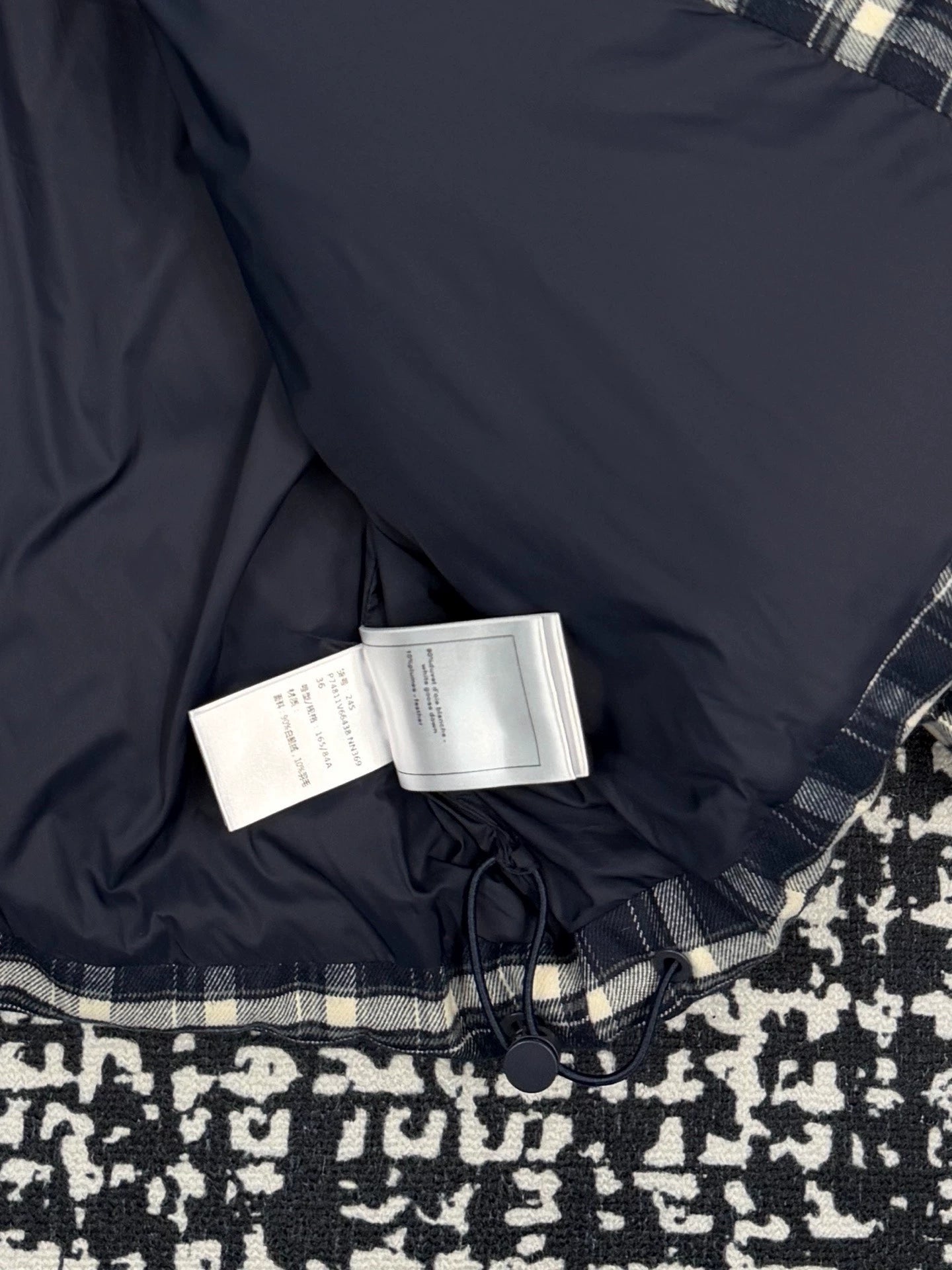 Plaid patchwork stand up collar goose down suit