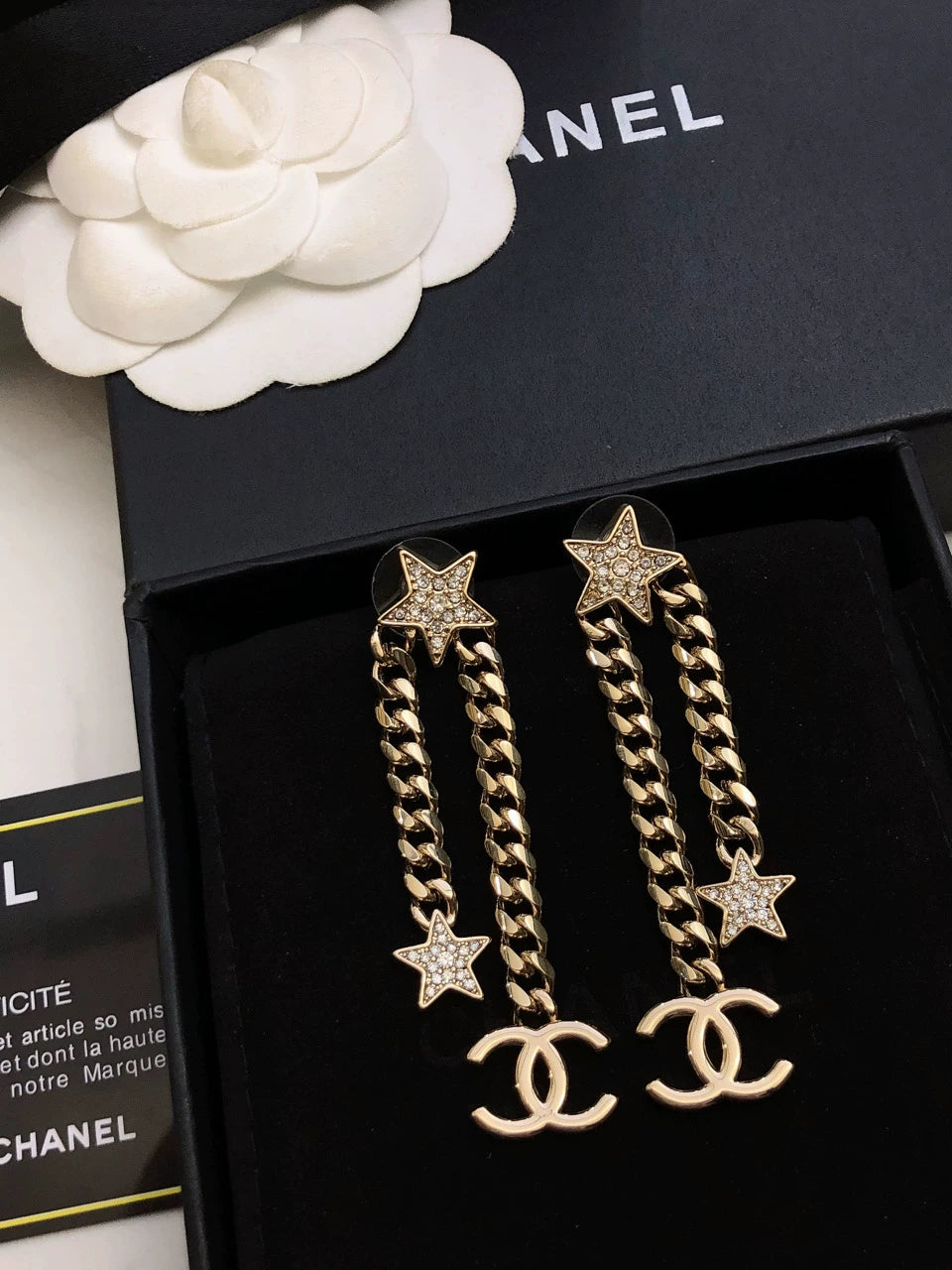 Star chain tassel earrings