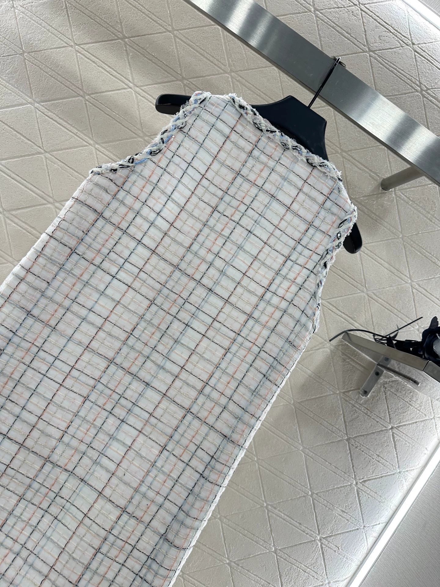 25fw Woven dress with tied edges, vest skirt