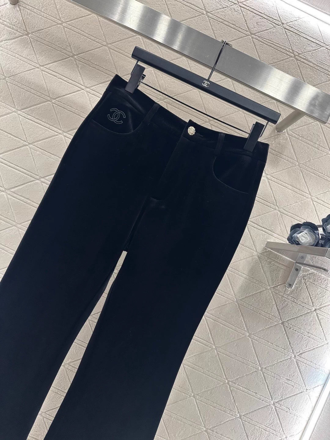 Flared Velvet Retro Trousers