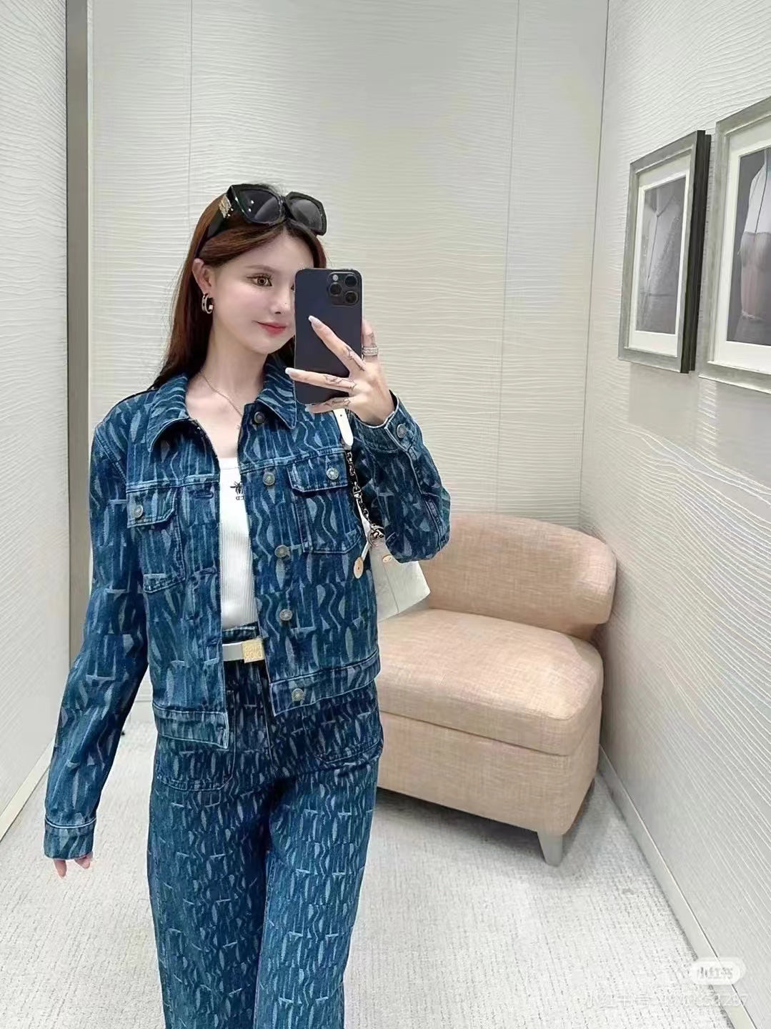 D 24fw miss jacquard denim jacket