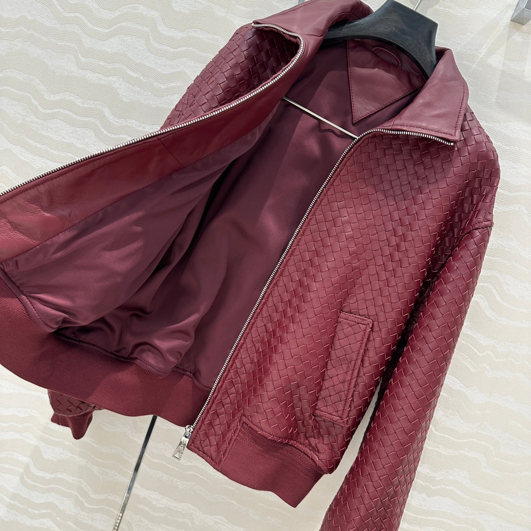 24fw woven leather jacket