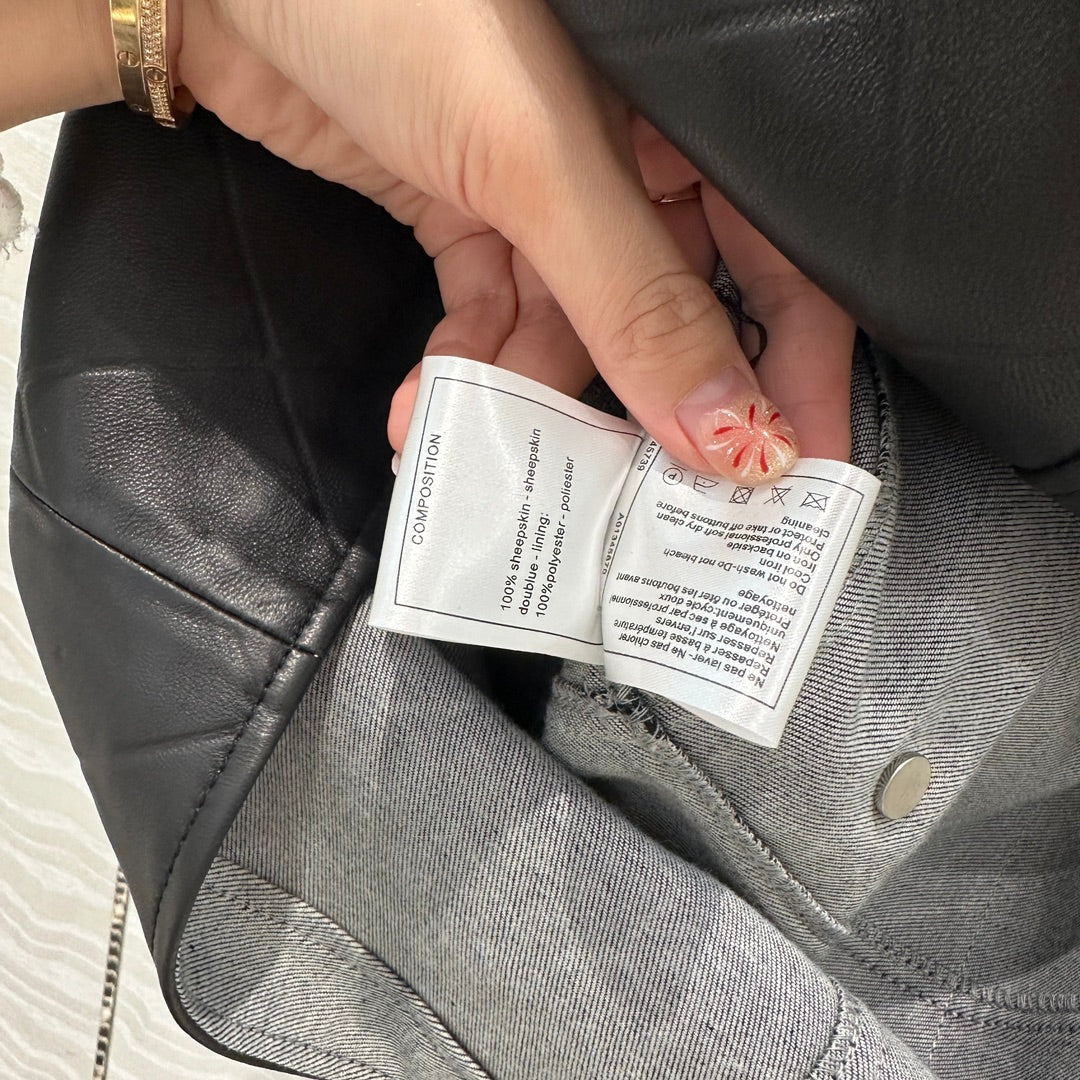 25ss leather A line dress