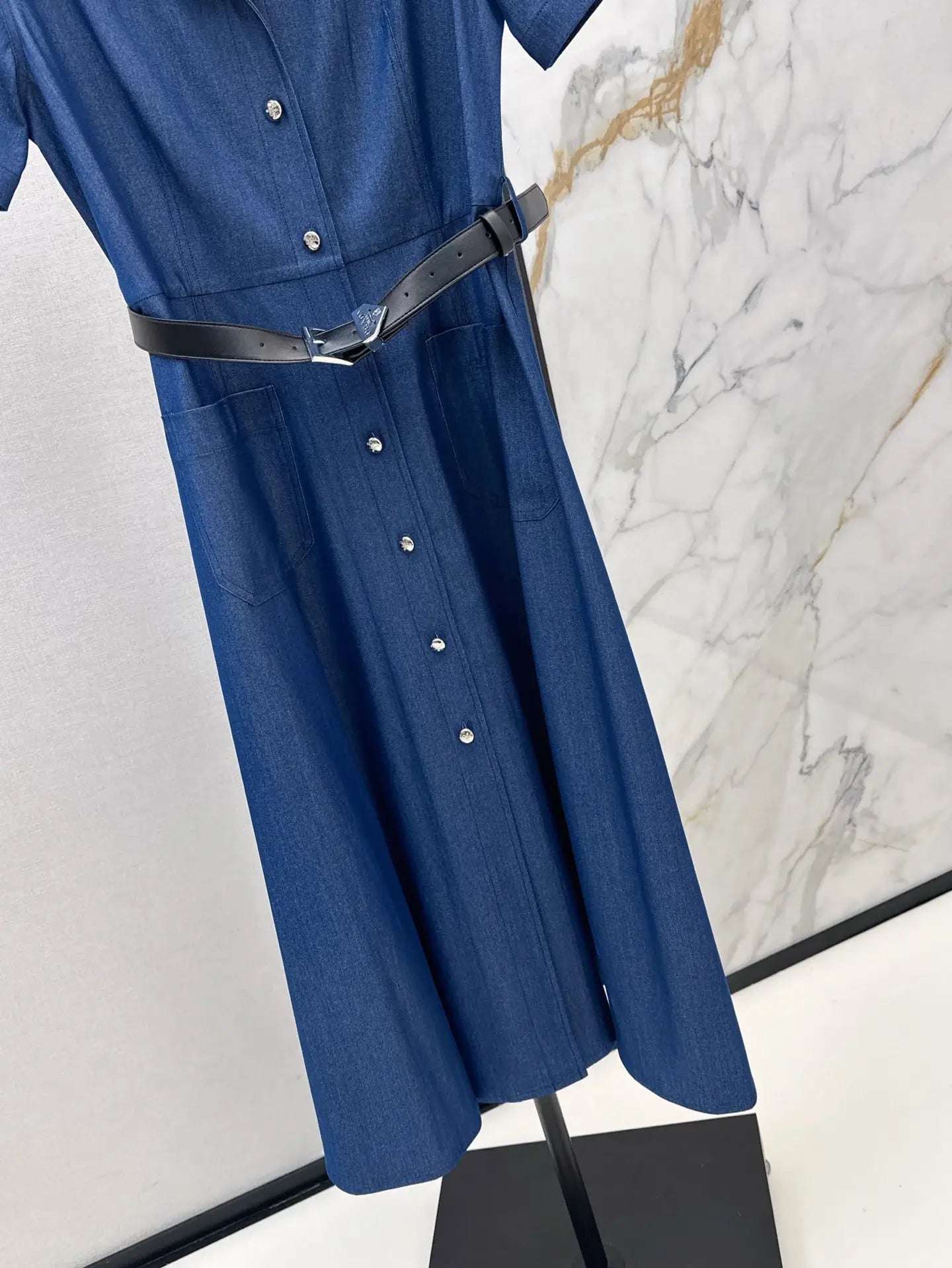 Classic Triangle-Embellished Bestseller Denim Dress