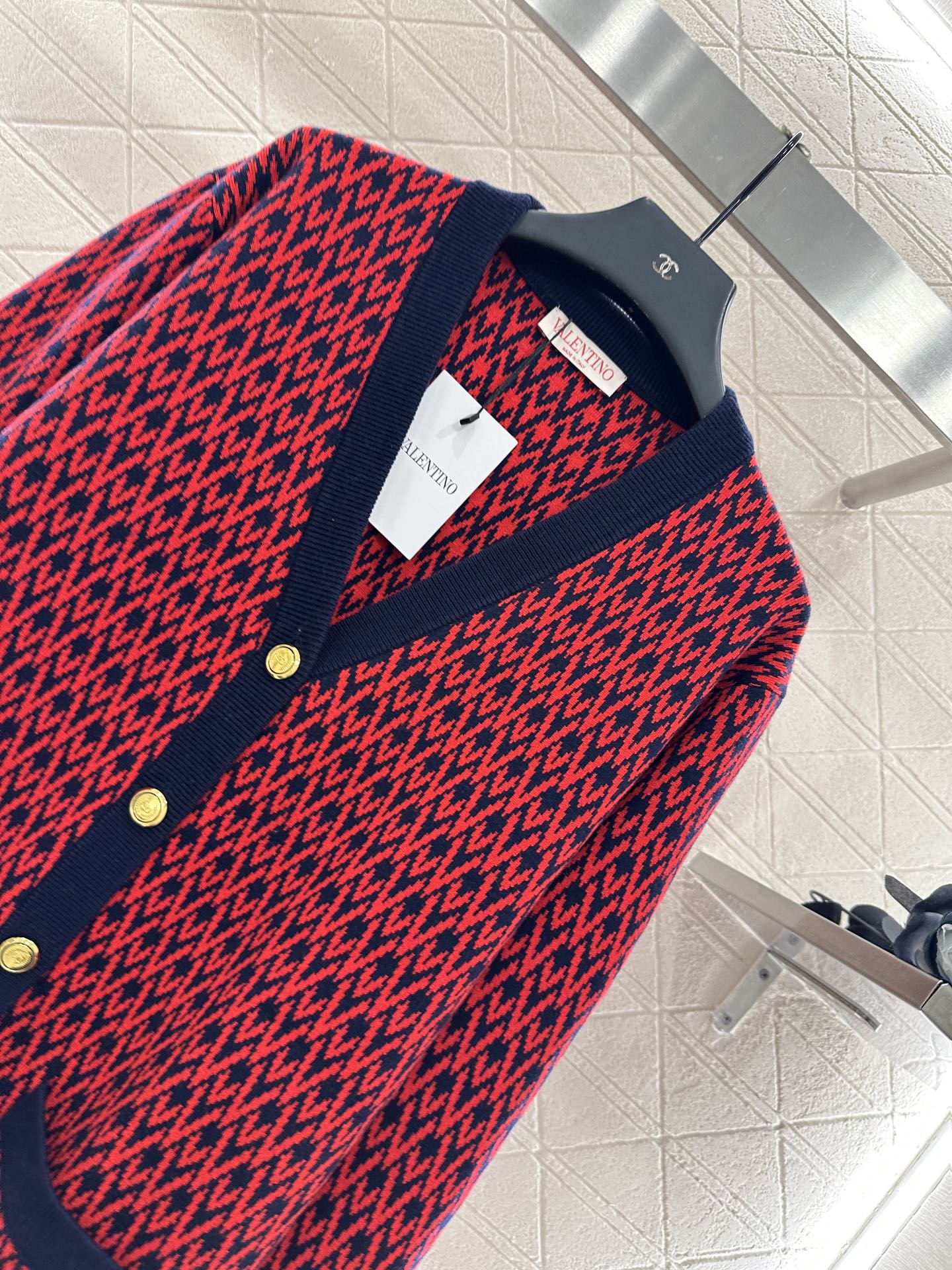 25fw new V-neck jacquard knitted cardigan