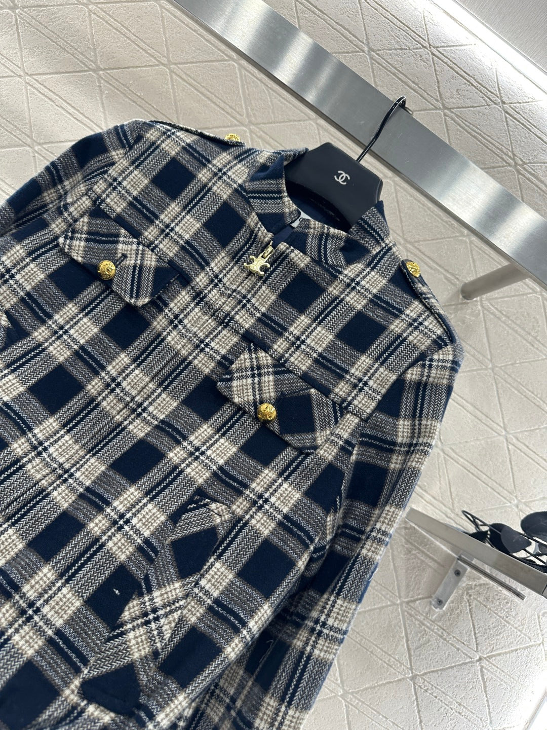 25fw new plaid zipper jacket