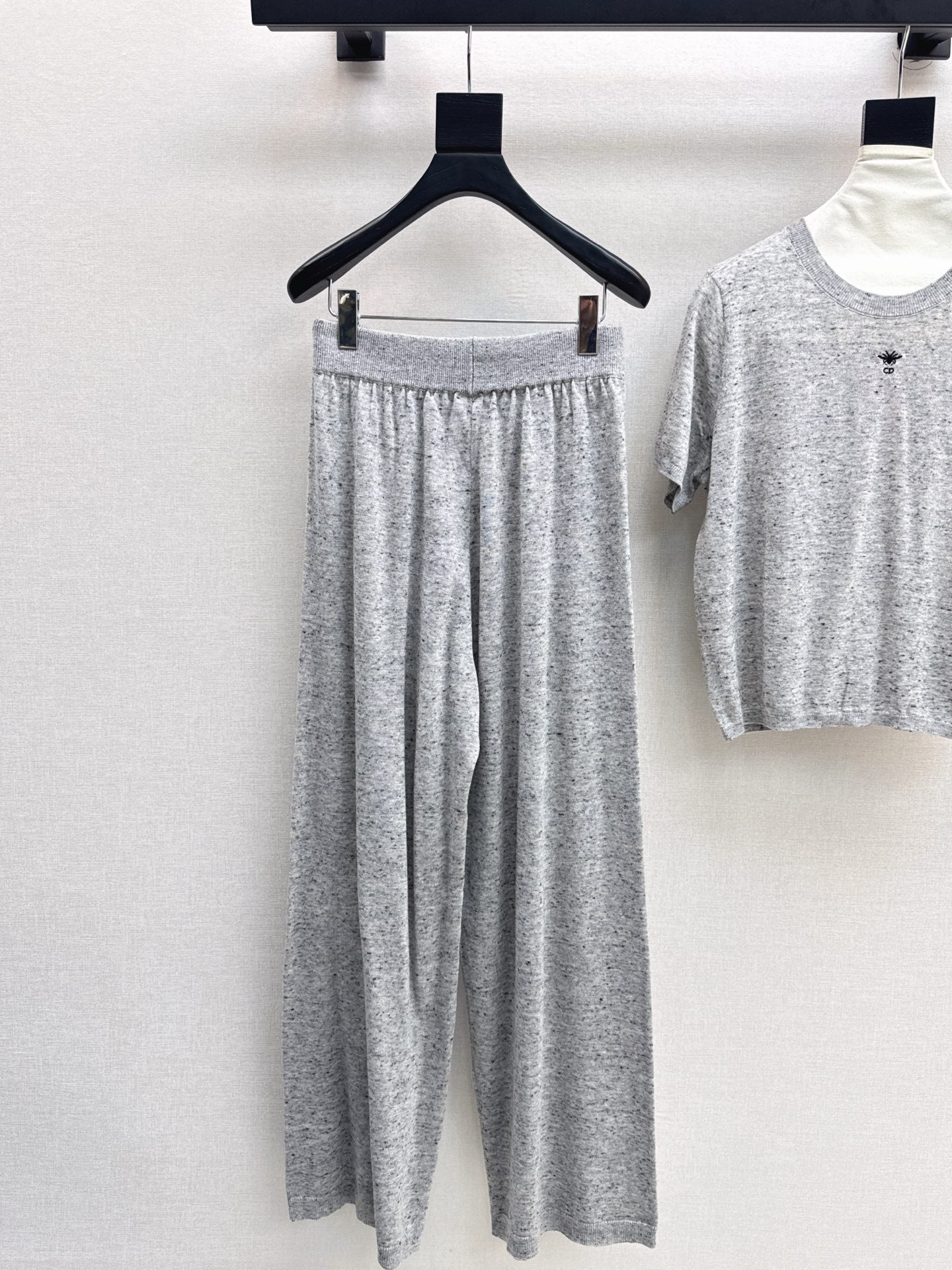 25fw new wool embroidered sweater with straight pants suit