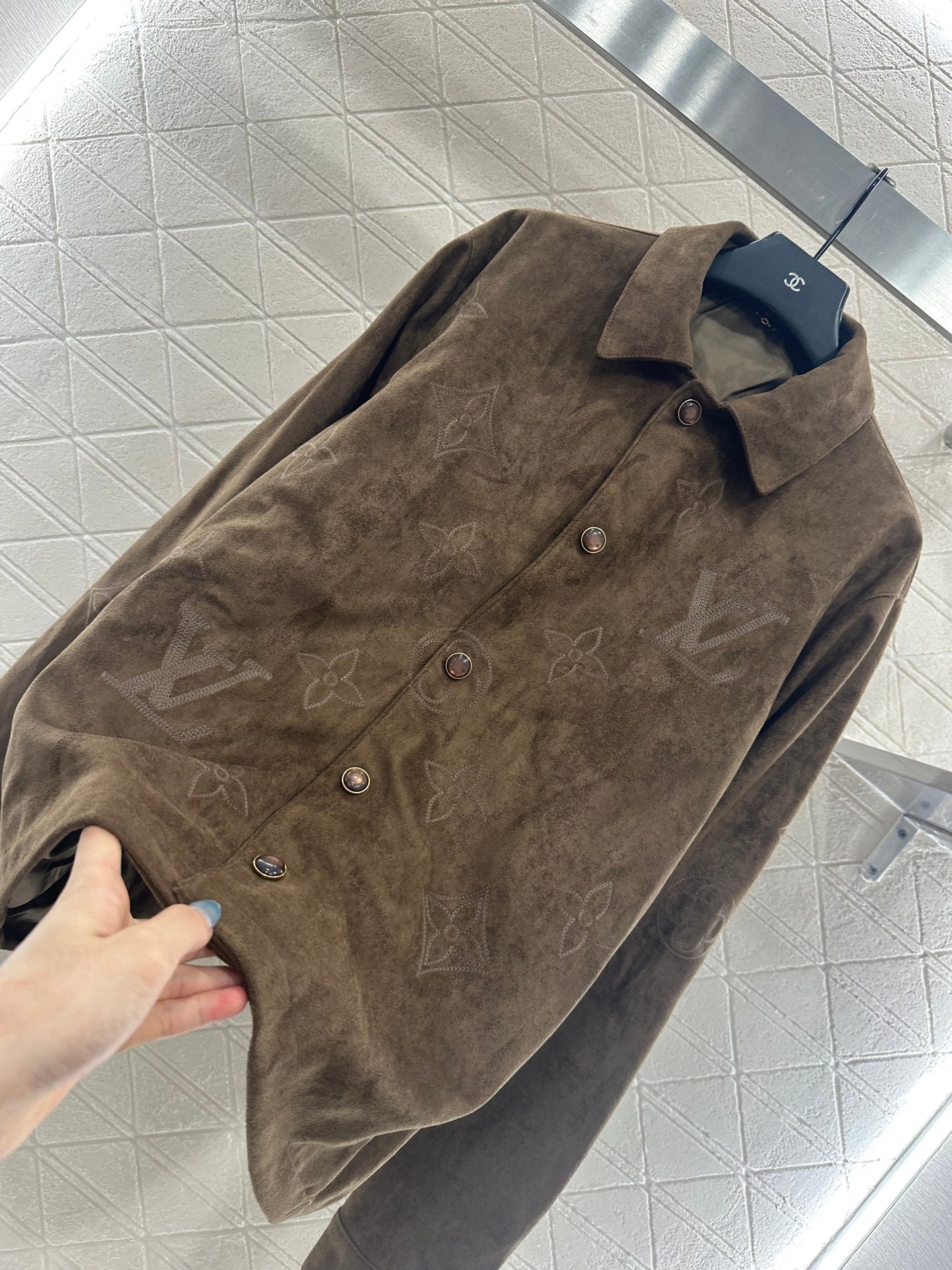 25fw new embroidered suede shirt jacket
