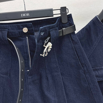 Tailored Denim A-Line Skirt