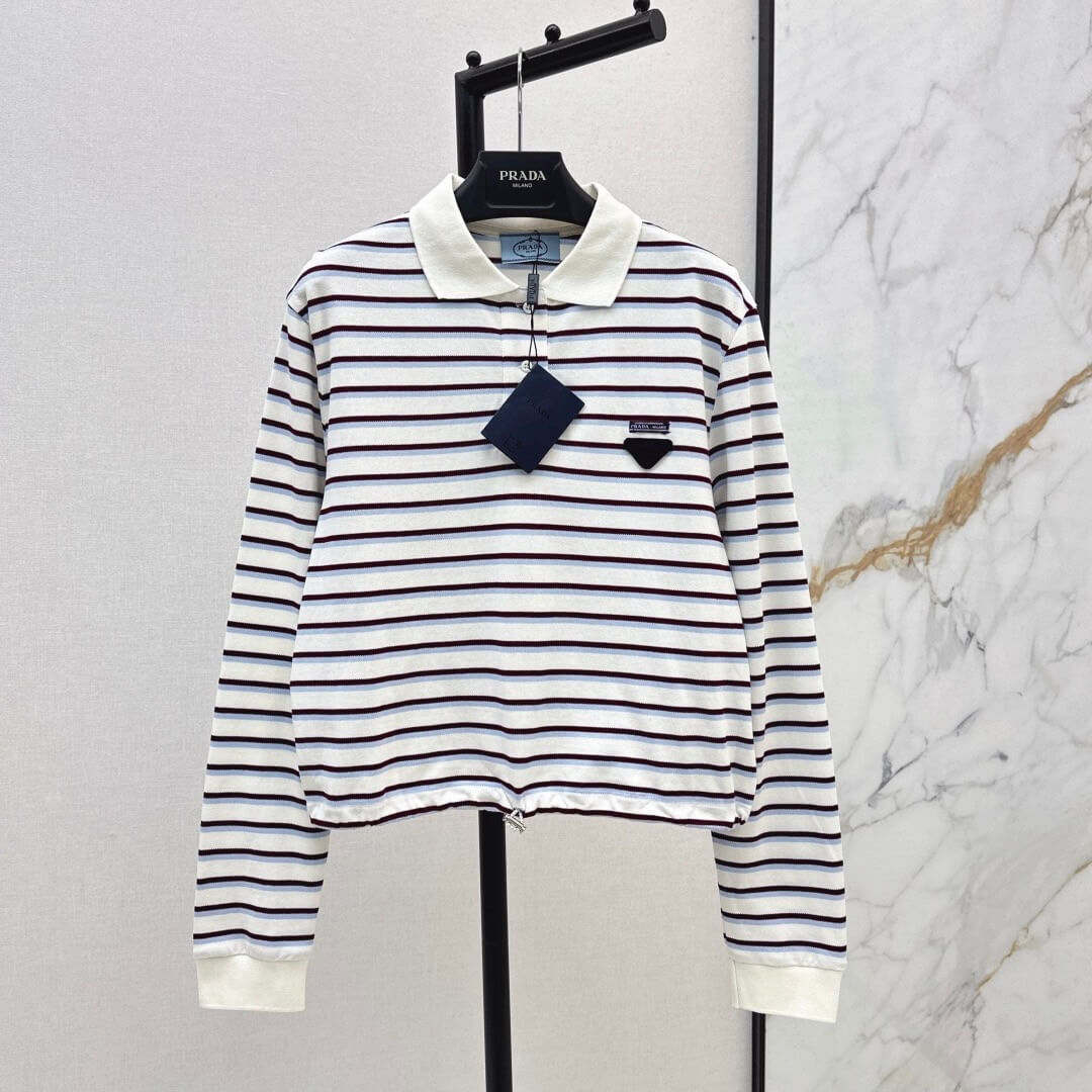 Stylish Striped Long-Sleeve Polo Shirt