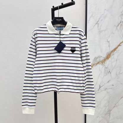 Stylish Striped Long-Sleeve Polo Shirt