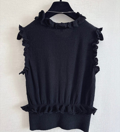 Ruffle-Trimmed Elegance Vest