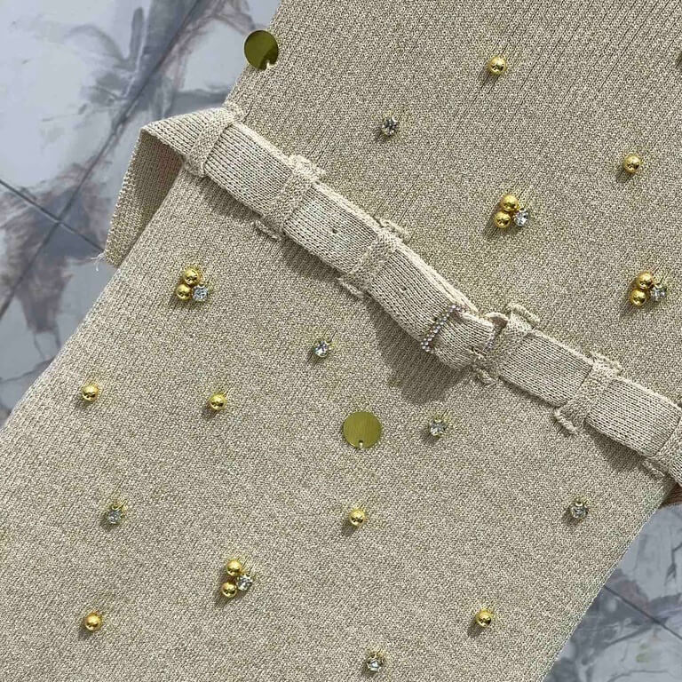 Bejeweled Slit Camisole Dress